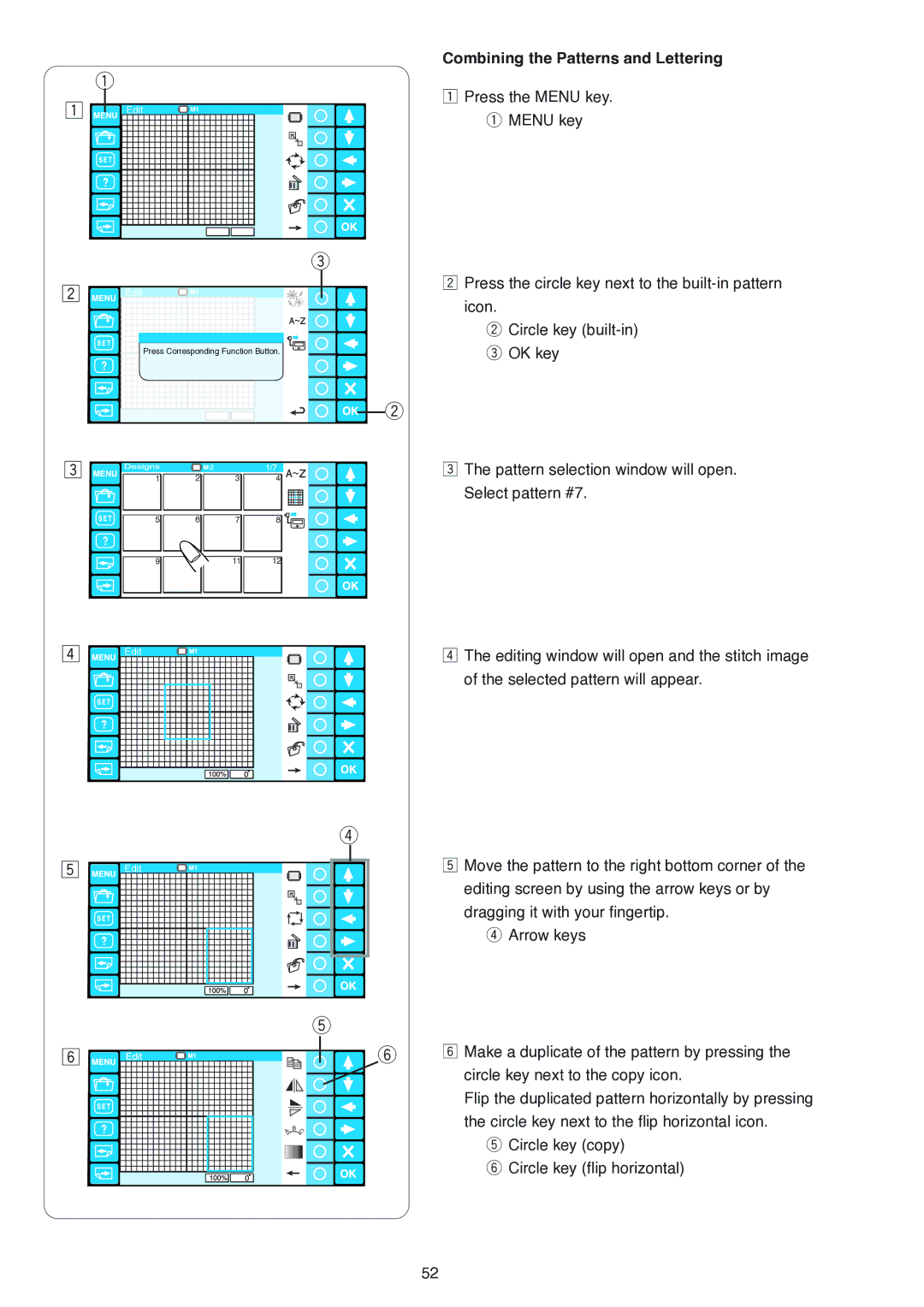 Janome MB-4 manual Combining the Patterns and Lettering 