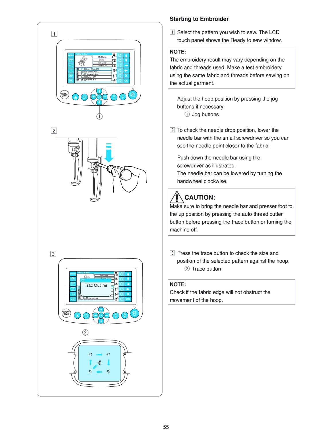 Janome MB-4 manual Trac Outline 