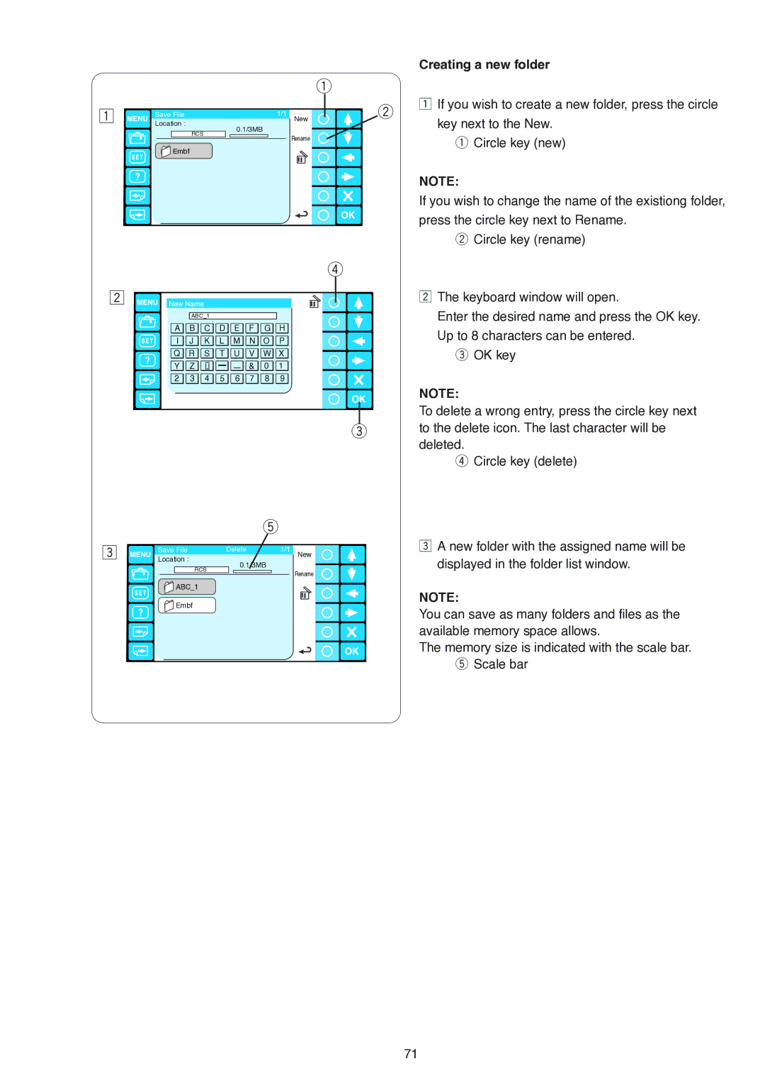 Janome MB-4 manual Creating a new folder 