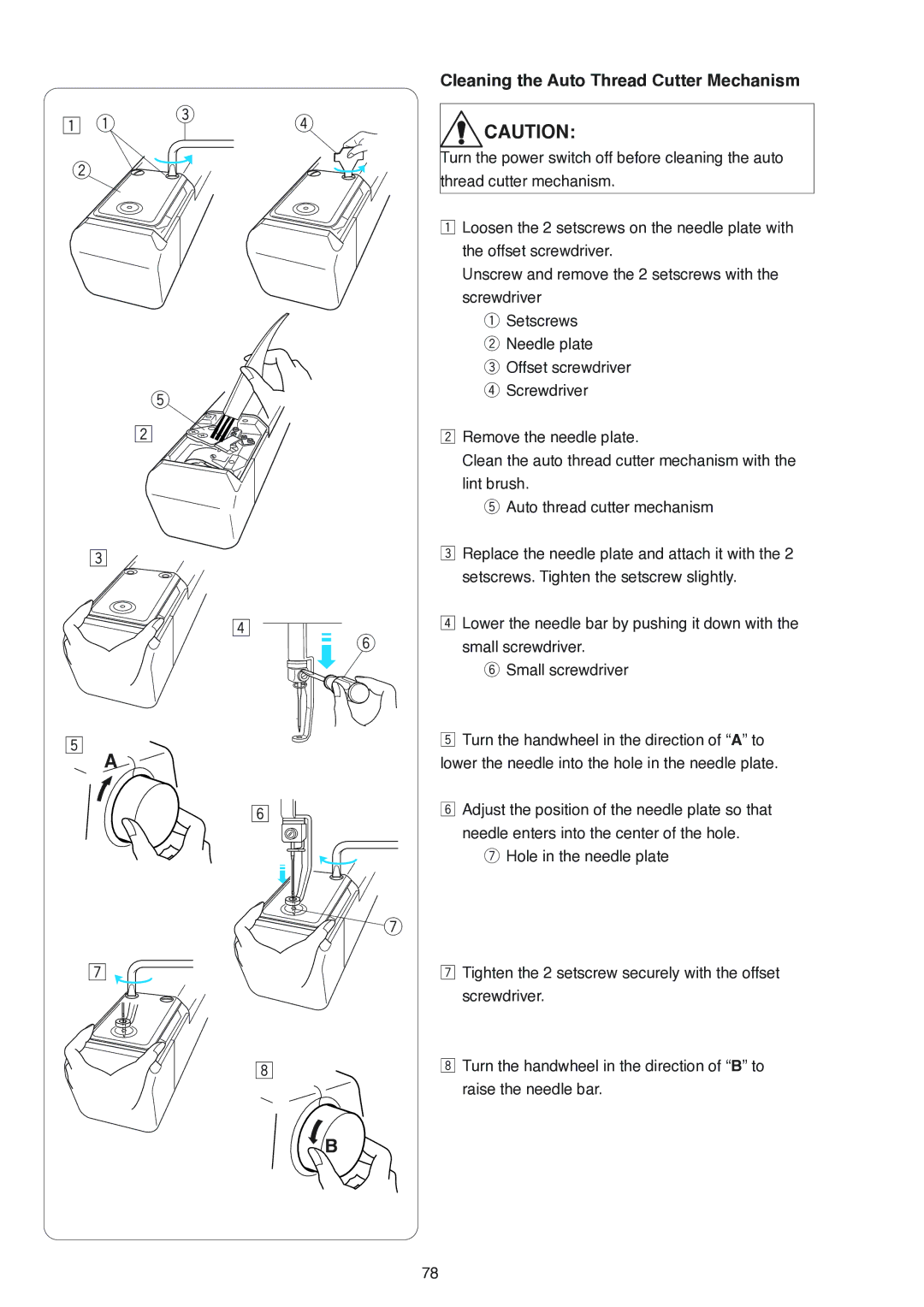 Janome MB-4 manual Cleaning the Auto Thread Cutter Mechanism 