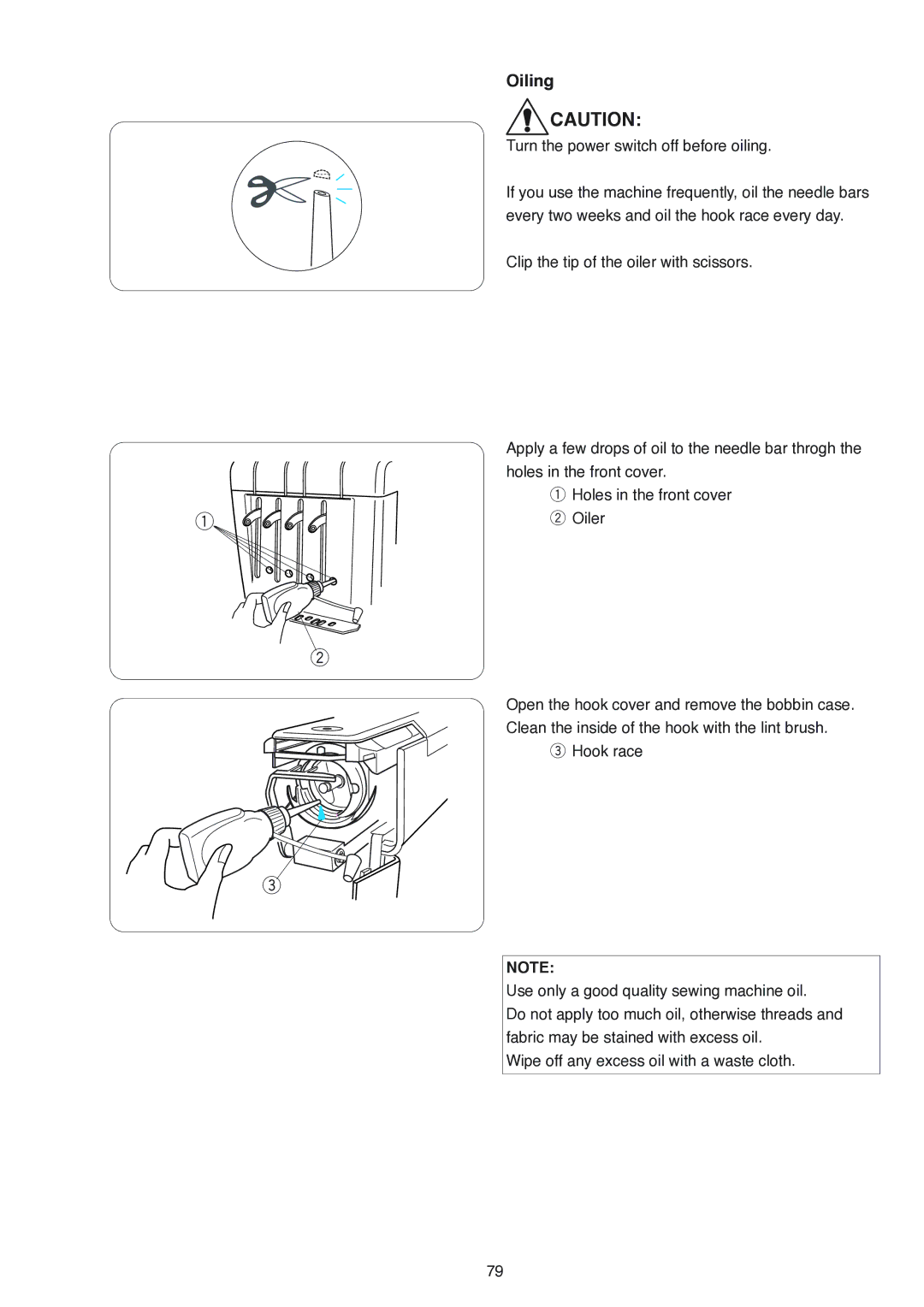 Janome MB-4 manual Oiling 