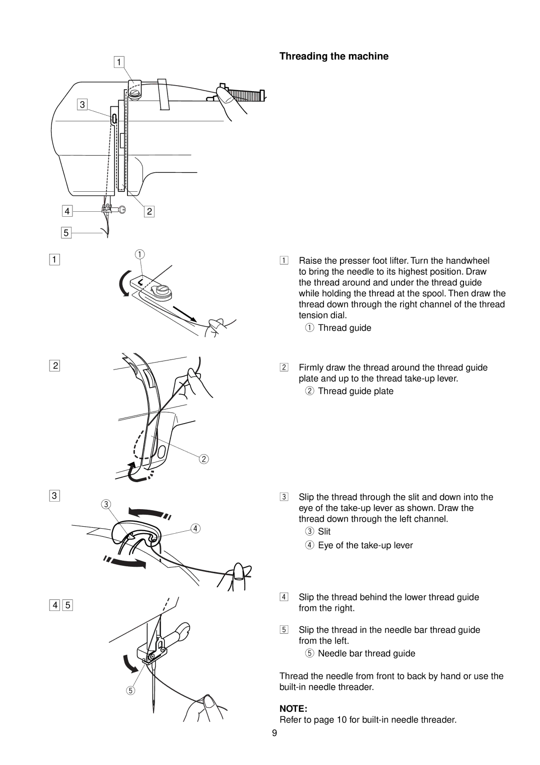 Janome MC 200E manual Threading the machine 