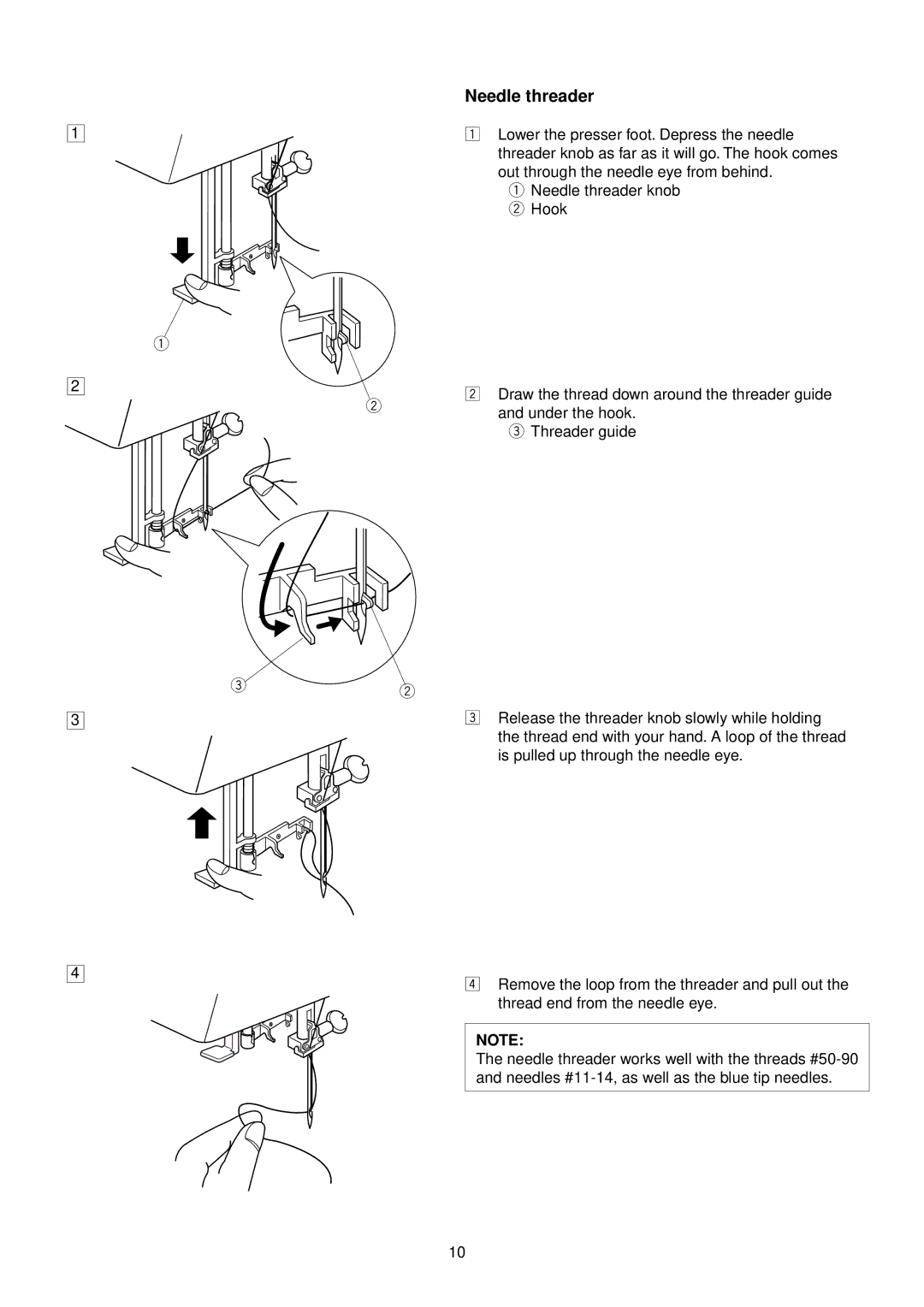 Janome MC 200E manual Needle threader 