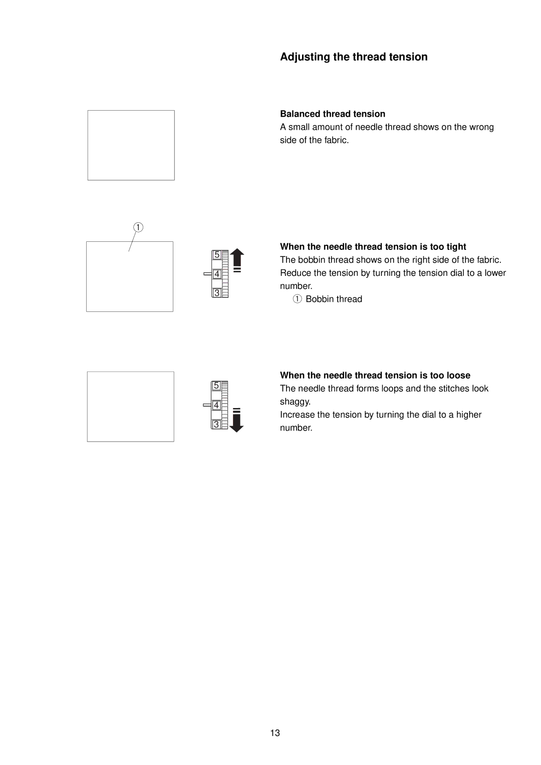 Janome MC 200E manual Adjusting the thread tension, Balanced thread tension, When the needle thread tension is too tight 