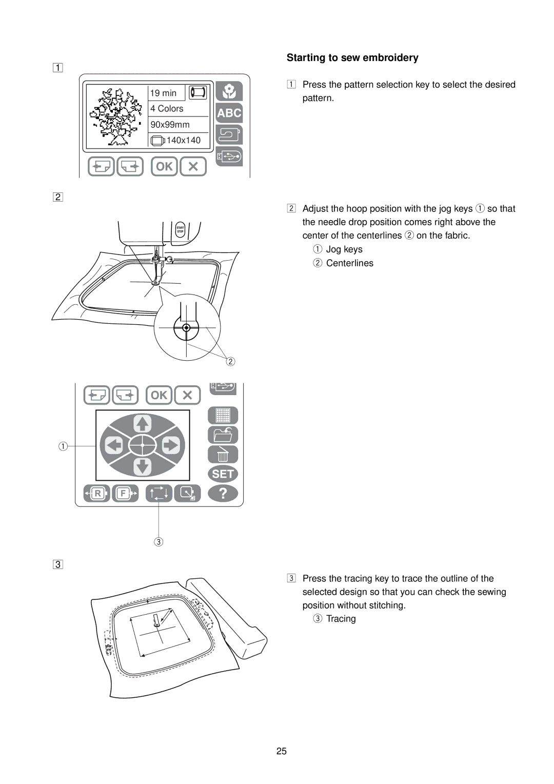 Janome MC 200E manual Starting to sew embroidery, Colors 90x99mm 