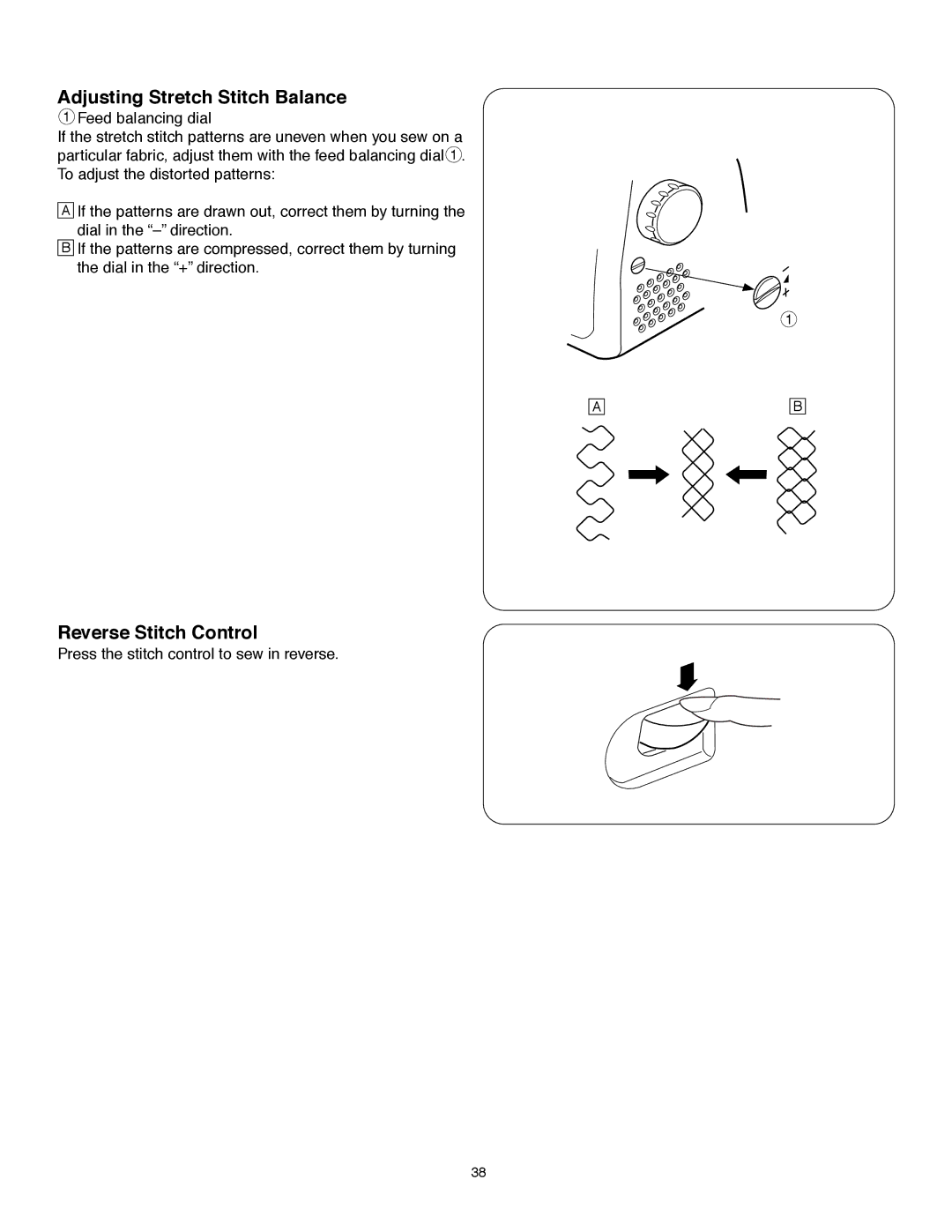 Janome MS-5027 instruction manual Adjusting Stretch Stitch Balance, Reverse Stitch Control 