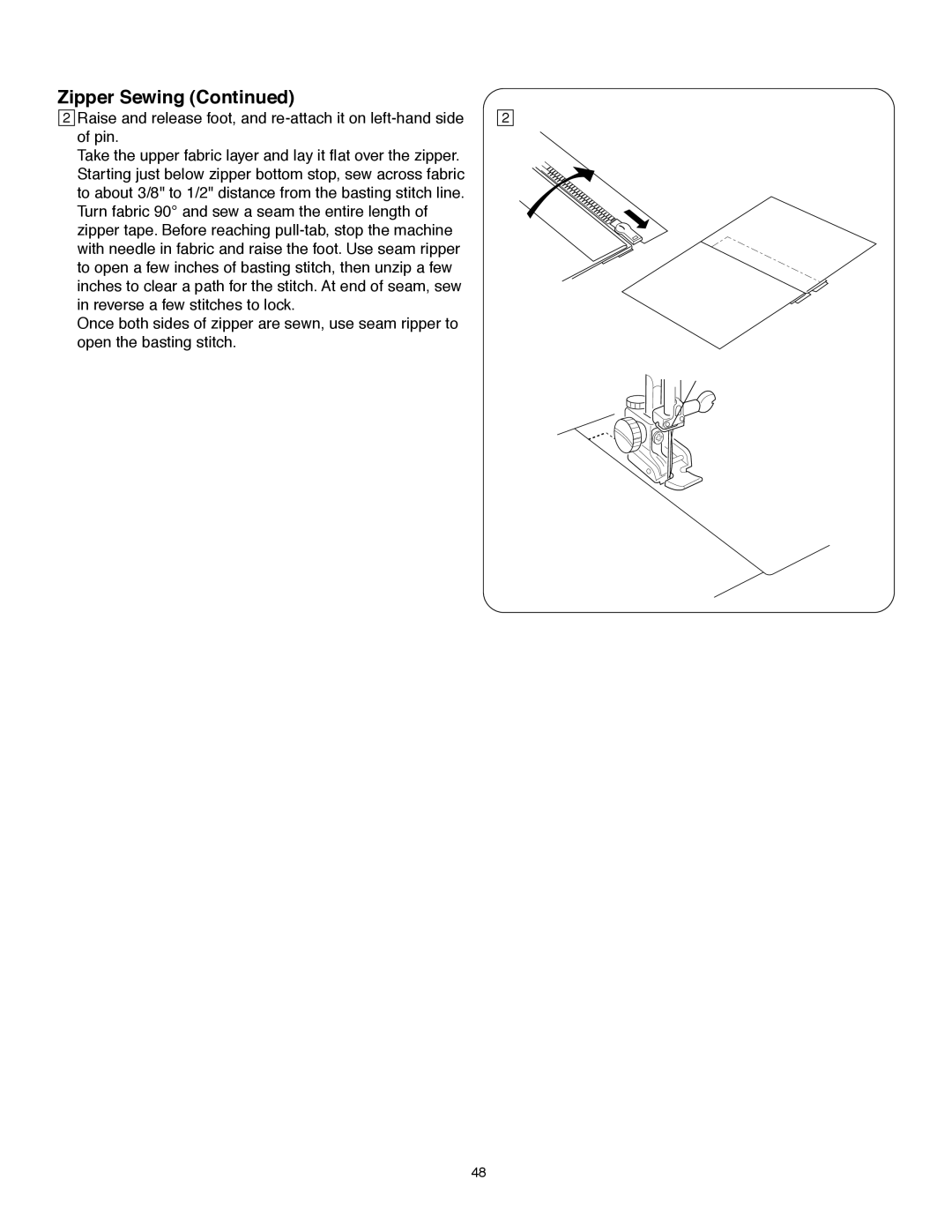 Janome MS-5027 instruction manual Zipper Sewing 