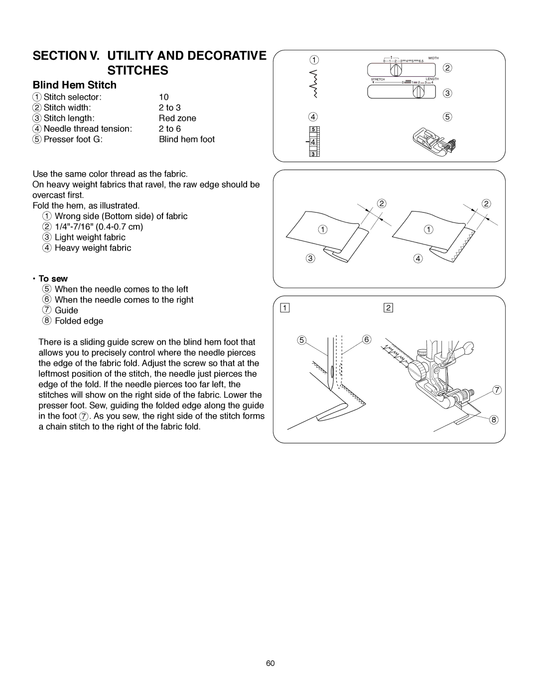 Janome MS-5027 instruction manual Section V. Utility and Decorative Stitches, Blind Hem Stitch 