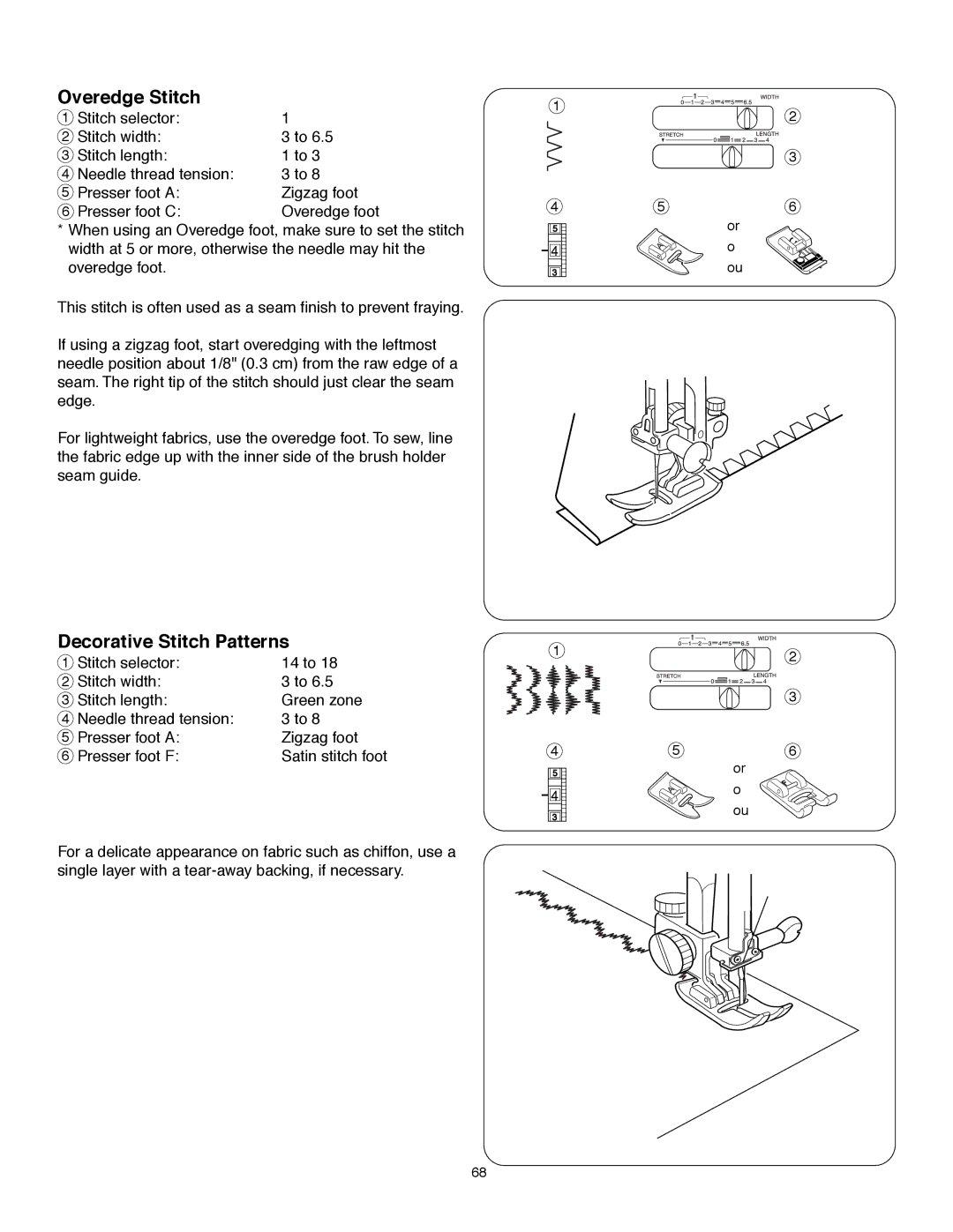 Janome MS-5027 instruction manual Overedge Stitch, Decorative Stitch Patterns 