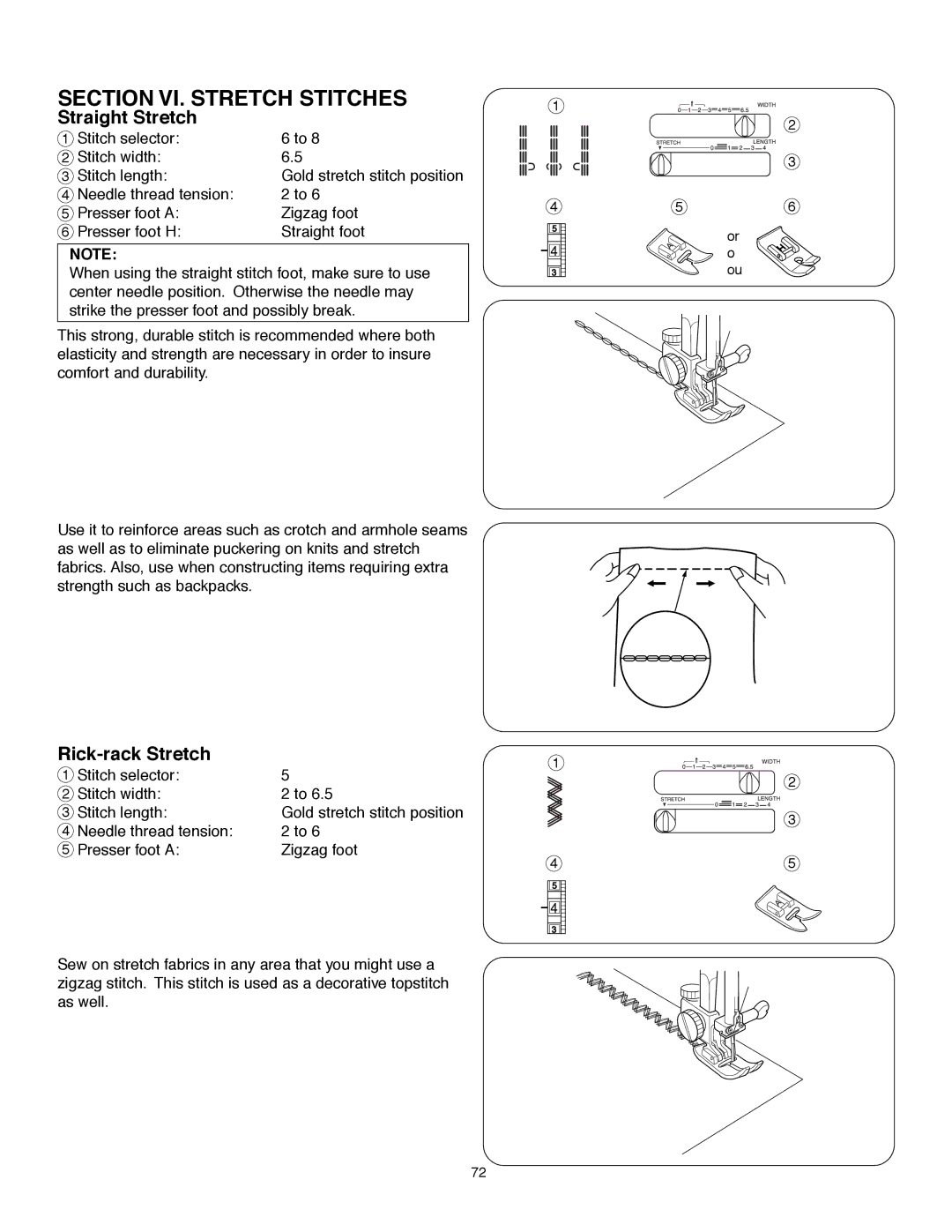 Janome MS-5027 instruction manual Straight Stretch, Rick-rack Stretch 