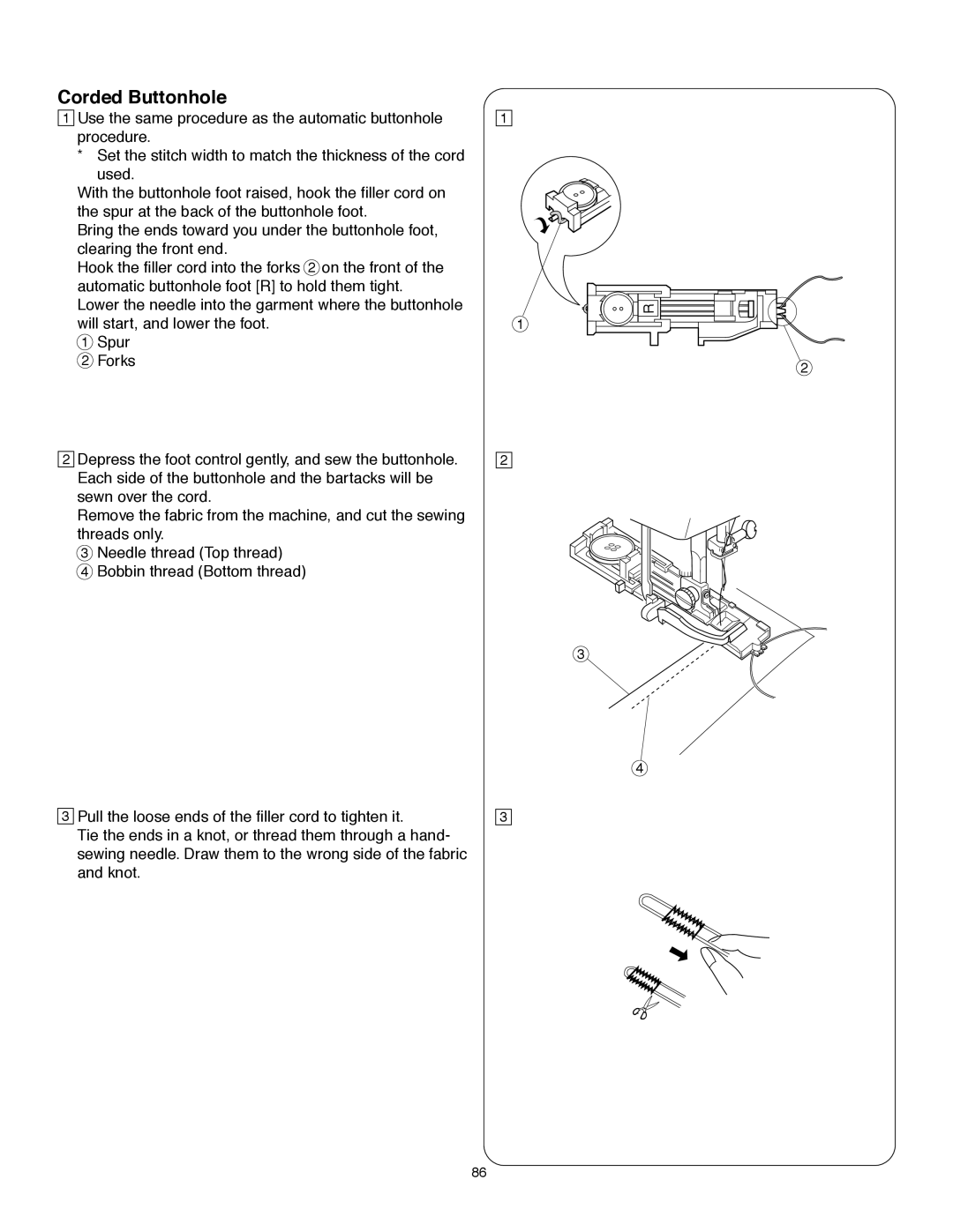 Janome MS-5027 instruction manual Corded Buttonhole 