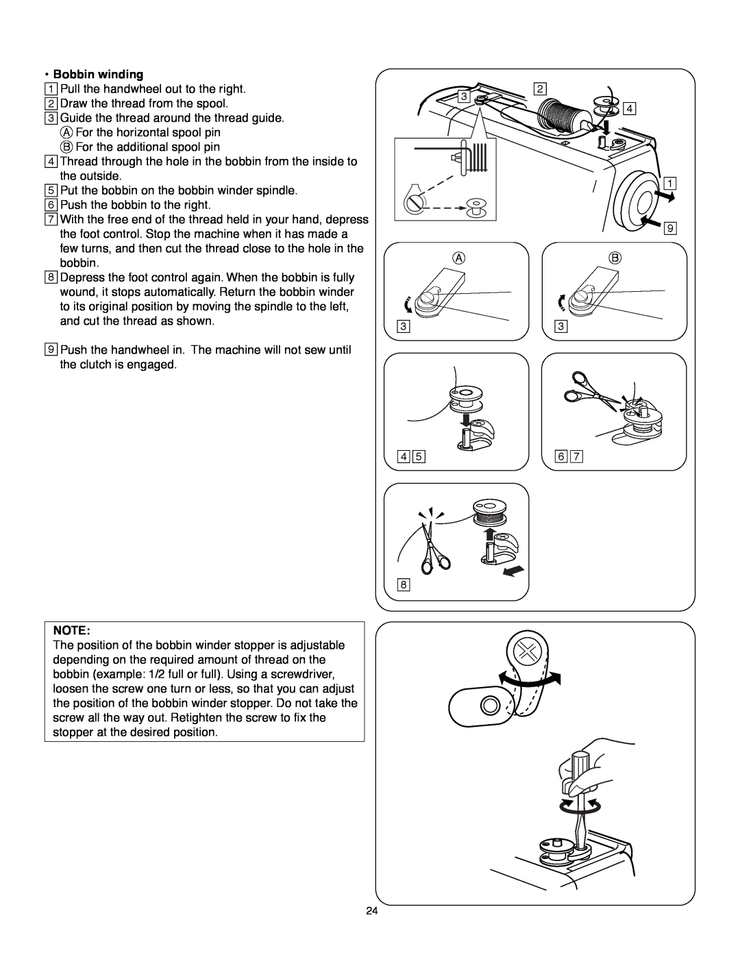 Janome MS-5027 instruction manual Bobbin winding 