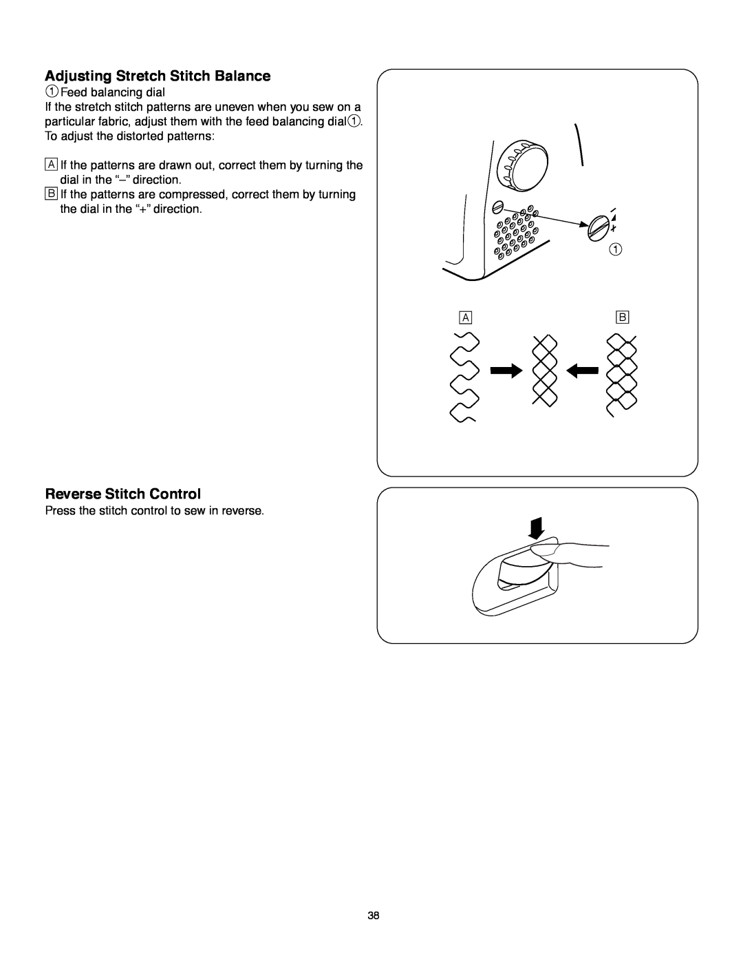Janome MS-5027 instruction manual Adjusting Stretch Stitch Balance, Reverse Stitch Control 