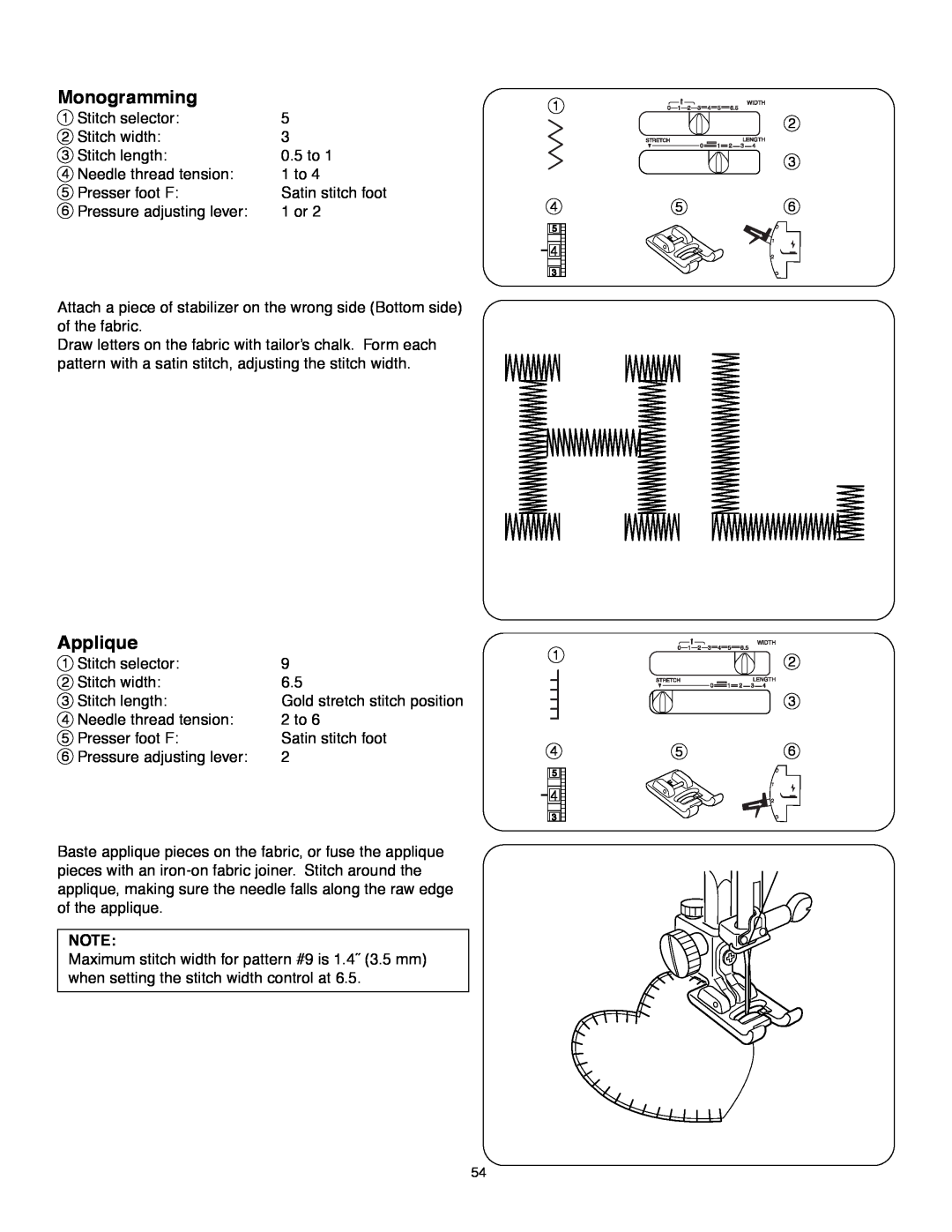 Janome MS-5027 instruction manual Monogramming, Applique 