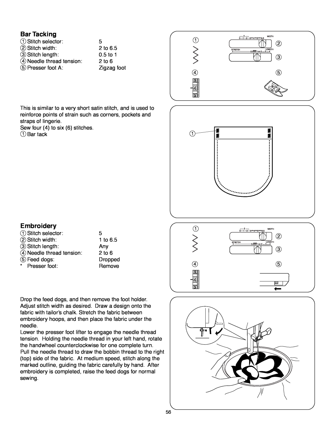 Janome MS-5027 instruction manual Bar Tacking, Embroidery 
