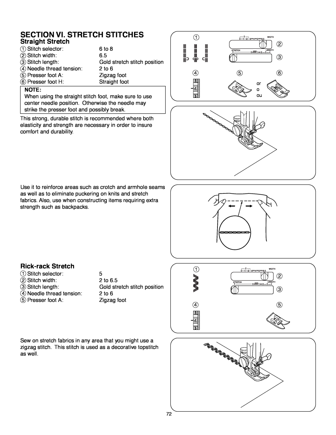 Janome MS-5027 instruction manual Section Vi. Stretch Stitches, Straight Stretch, Rick-rack Stretch 