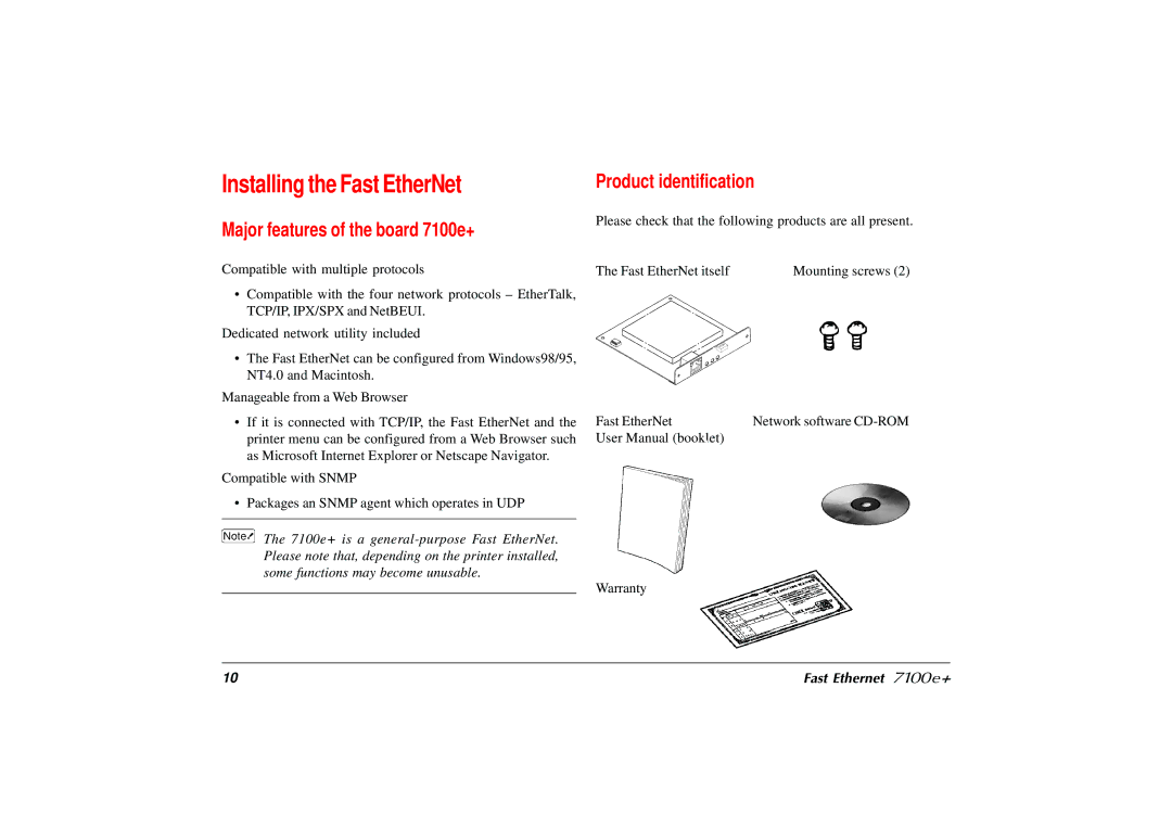 Japan Tiger user manual Major features of the board 7100e+, Product identification 