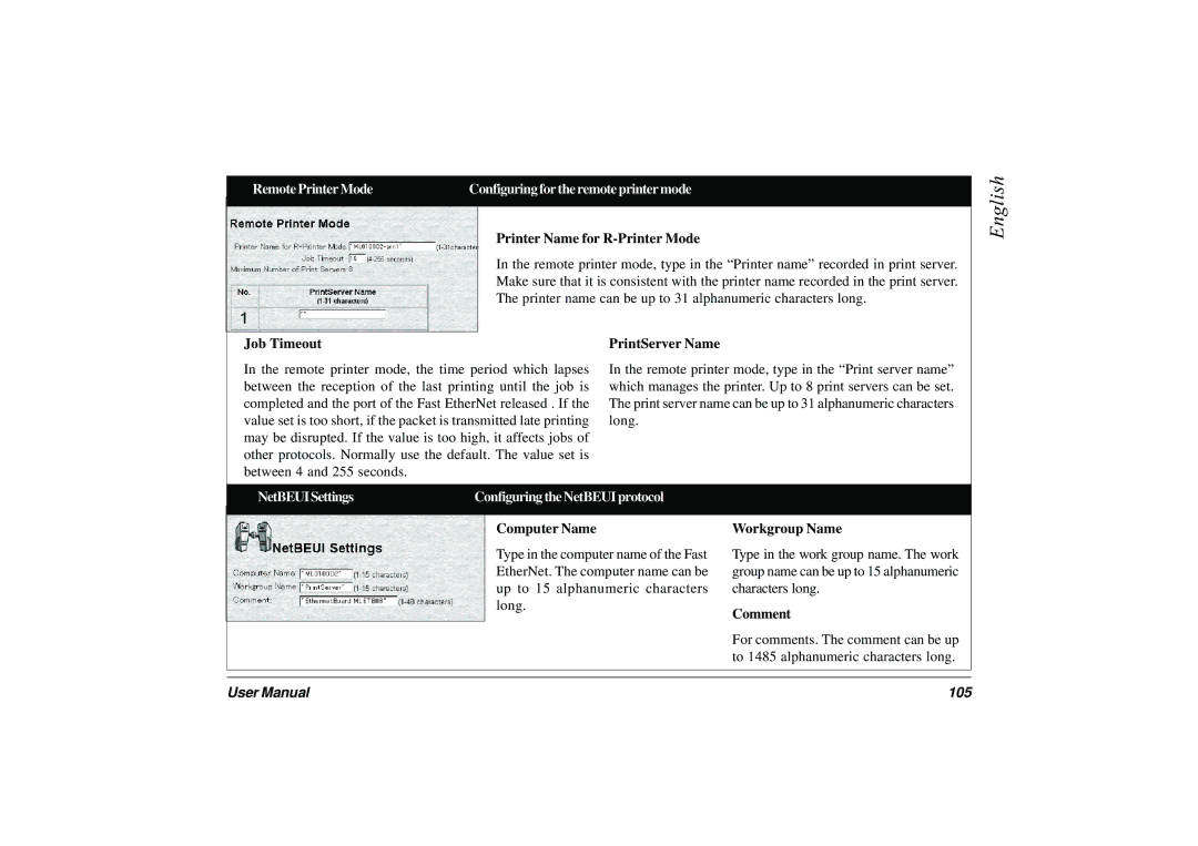 Japan Tiger 7100e+ user manual Remote Printer ModeConfiguring for the remote printer mode, 105 