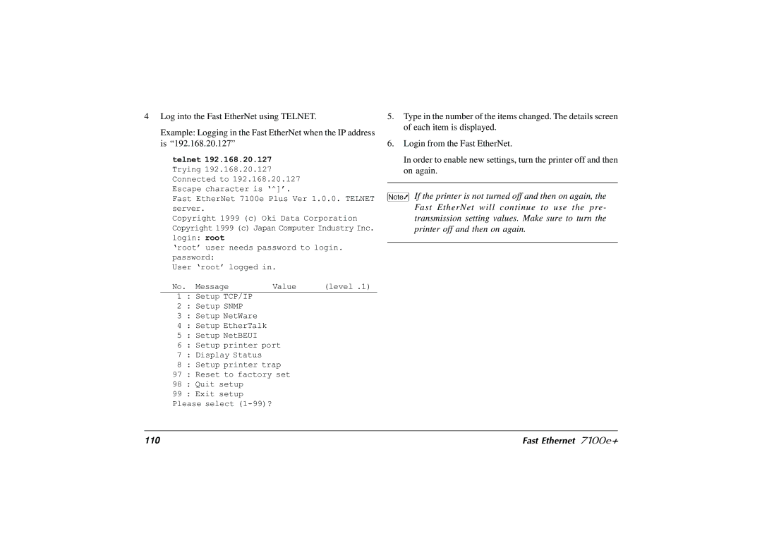 Japan Tiger user manual Fast Ethernet 7100e+ 