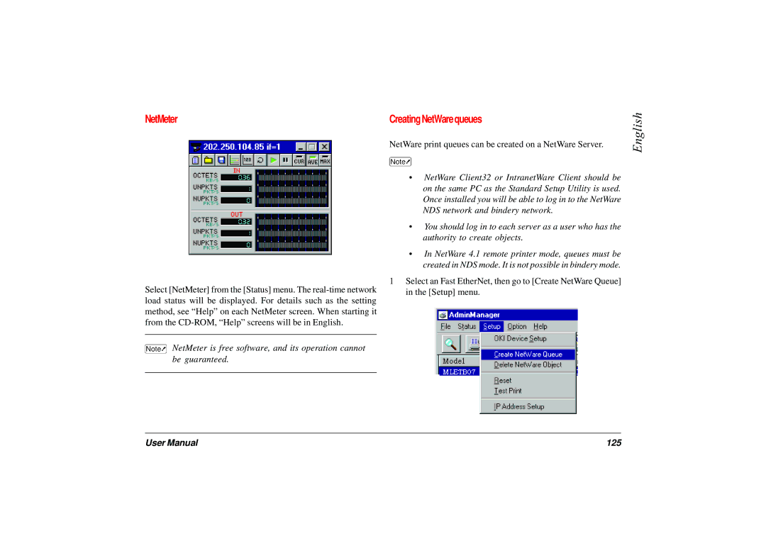 Japan Tiger 7100e+ user manual NetMeter, CreatingNetWarequeues, 125 