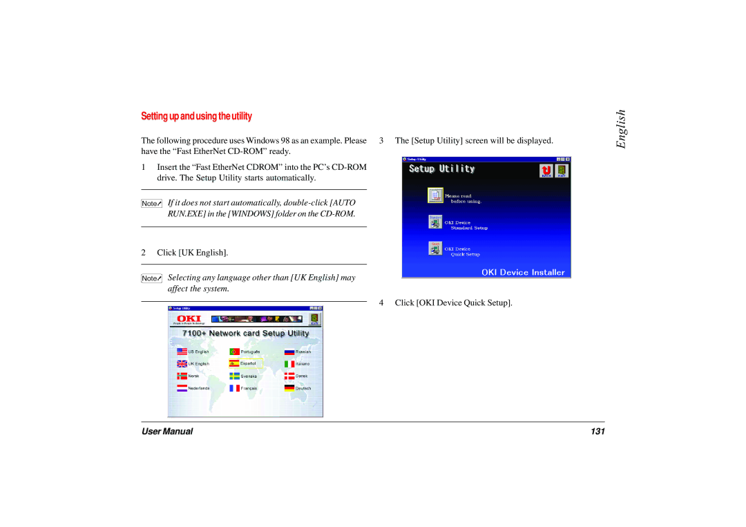 Japan Tiger 7100e+ user manual Setting up and using the utility, 131 