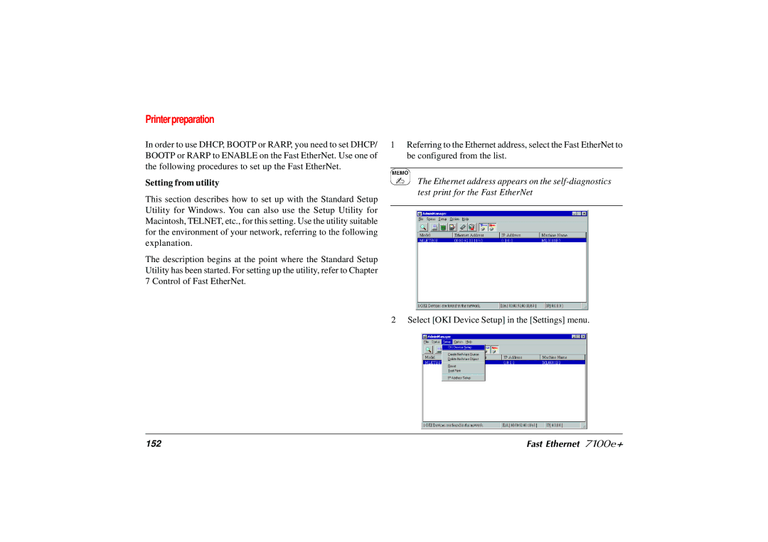 Japan Tiger user manual Printer preparation, Fast Ethernet 7100e+ 