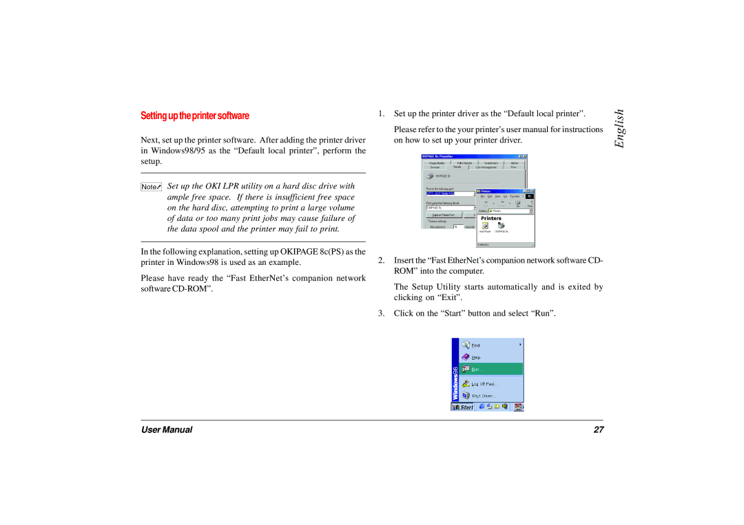 Japan Tiger 7100e+ user manual Setting up the printer software 