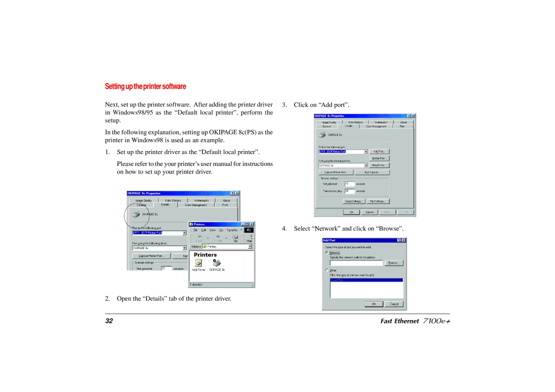 Japan Tiger 7100e+ user manual Setting up the printer software 