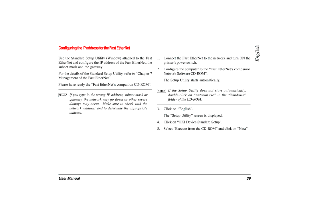 Japan Tiger 7100e+ user manual Connect the Fast EtherNet to the network and turn on 