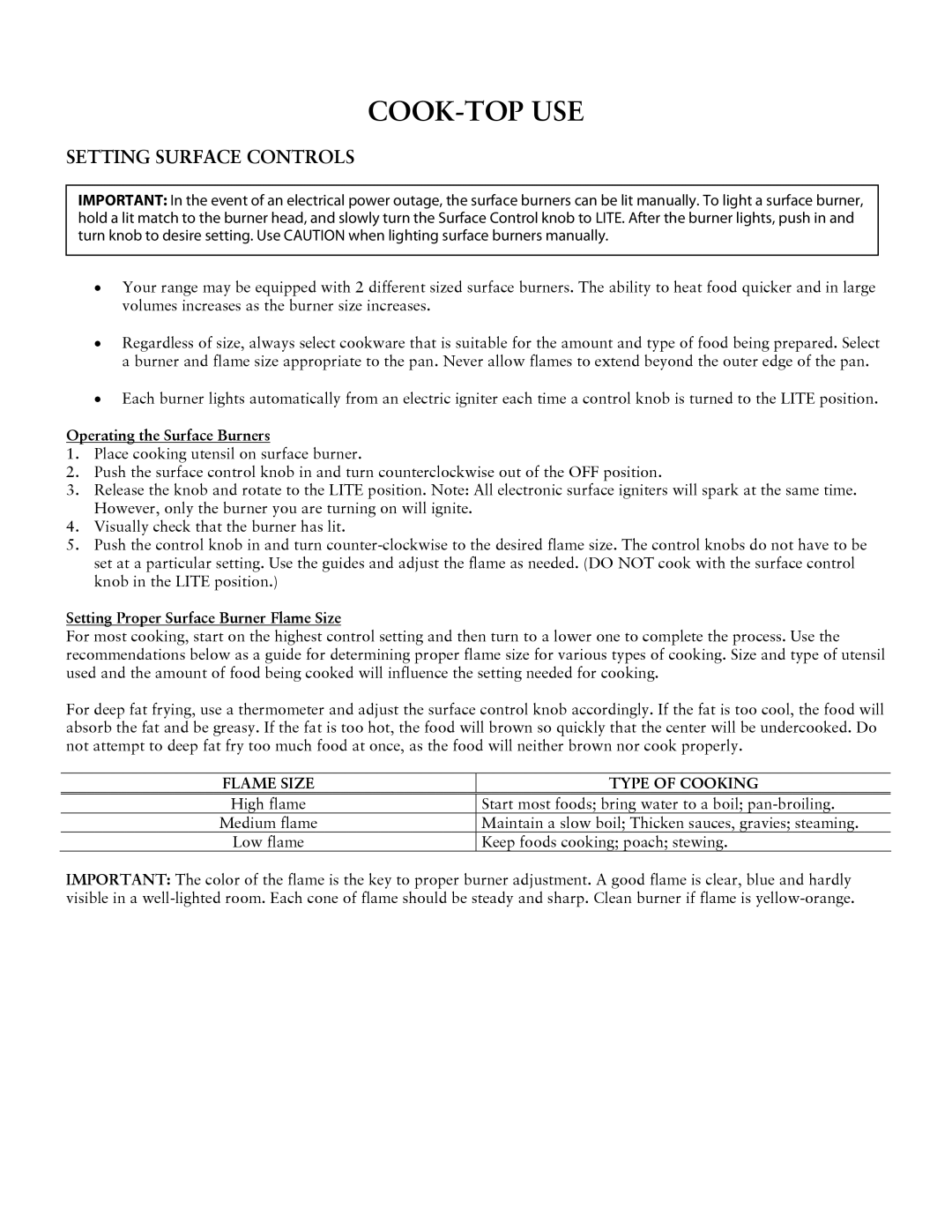 Jarden consumer Solutions Jarden consumer Solutions user manual Cook-Top Use, Operating the Surface Burners 