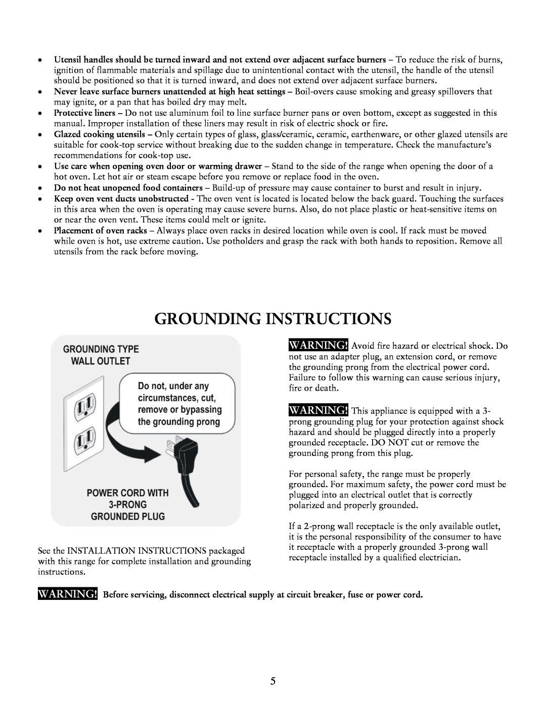 Jarden consumer Solutions Jarden consumer Solutions user manual Grounding Instructions 