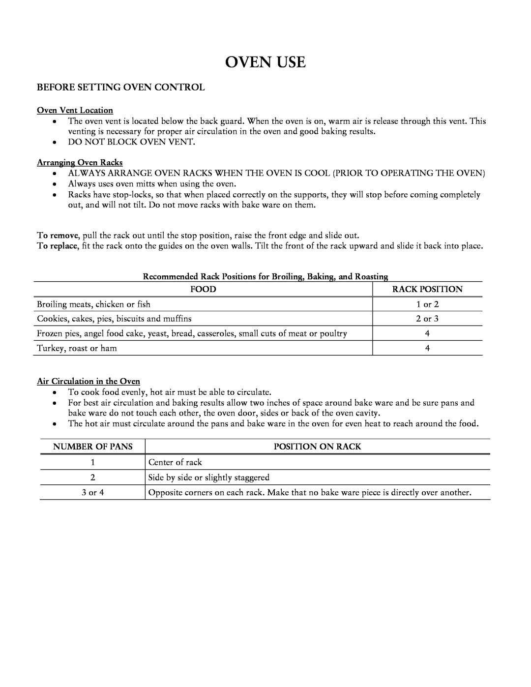 Jarden consumer Solutions Jarden consumer Solutions user manual Oven Use, Before Setting Oven Control 