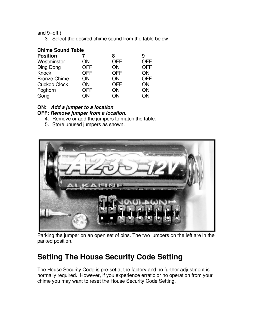 Jasco 19200 installation instructions Setting The House Security Code Setting 