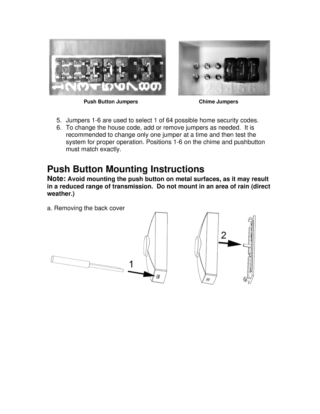 Jasco 19208 installation instructions Push Button Mounting Instructions 