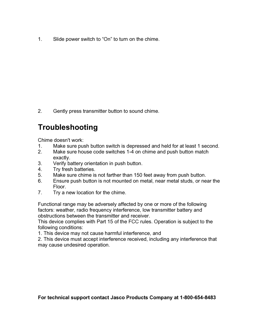 Jasco 19242 installation instructions Troubleshooting 