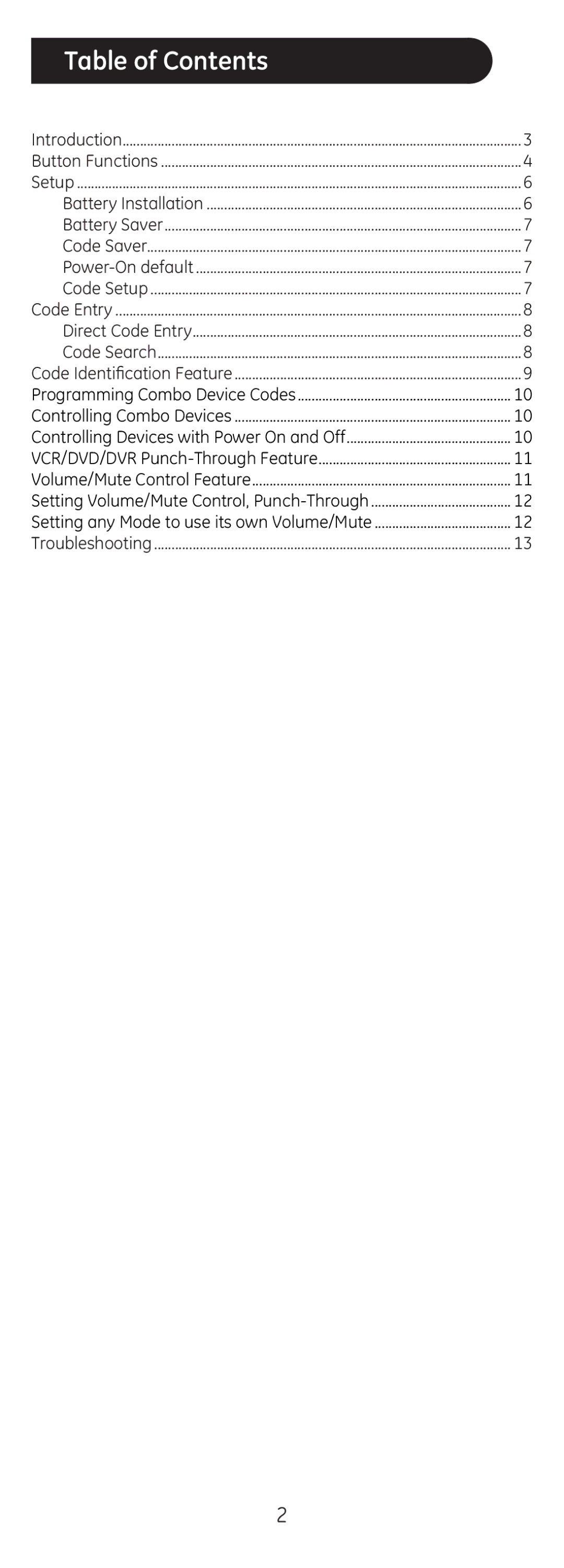 Jasco 20626 instruction manual Table of Contents 