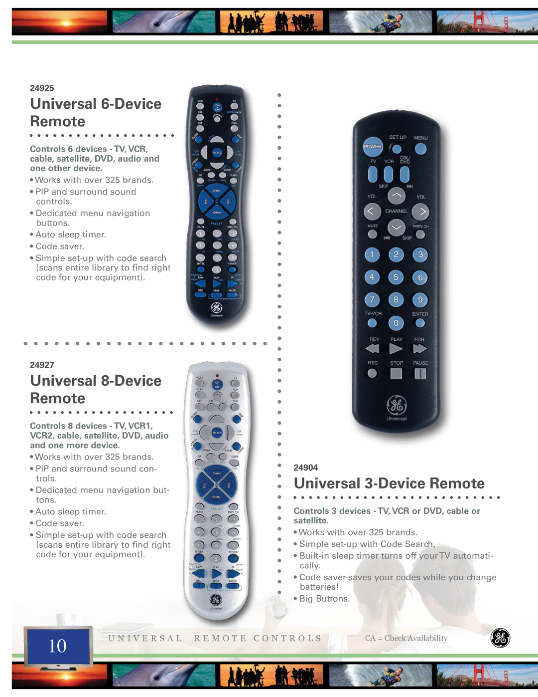 Jasco 24964, 25001, 24970, 24977, 24994, 24973 Universal 6-Device Remote, Universal 8-Device Remote, Universal 3-Device Remote 