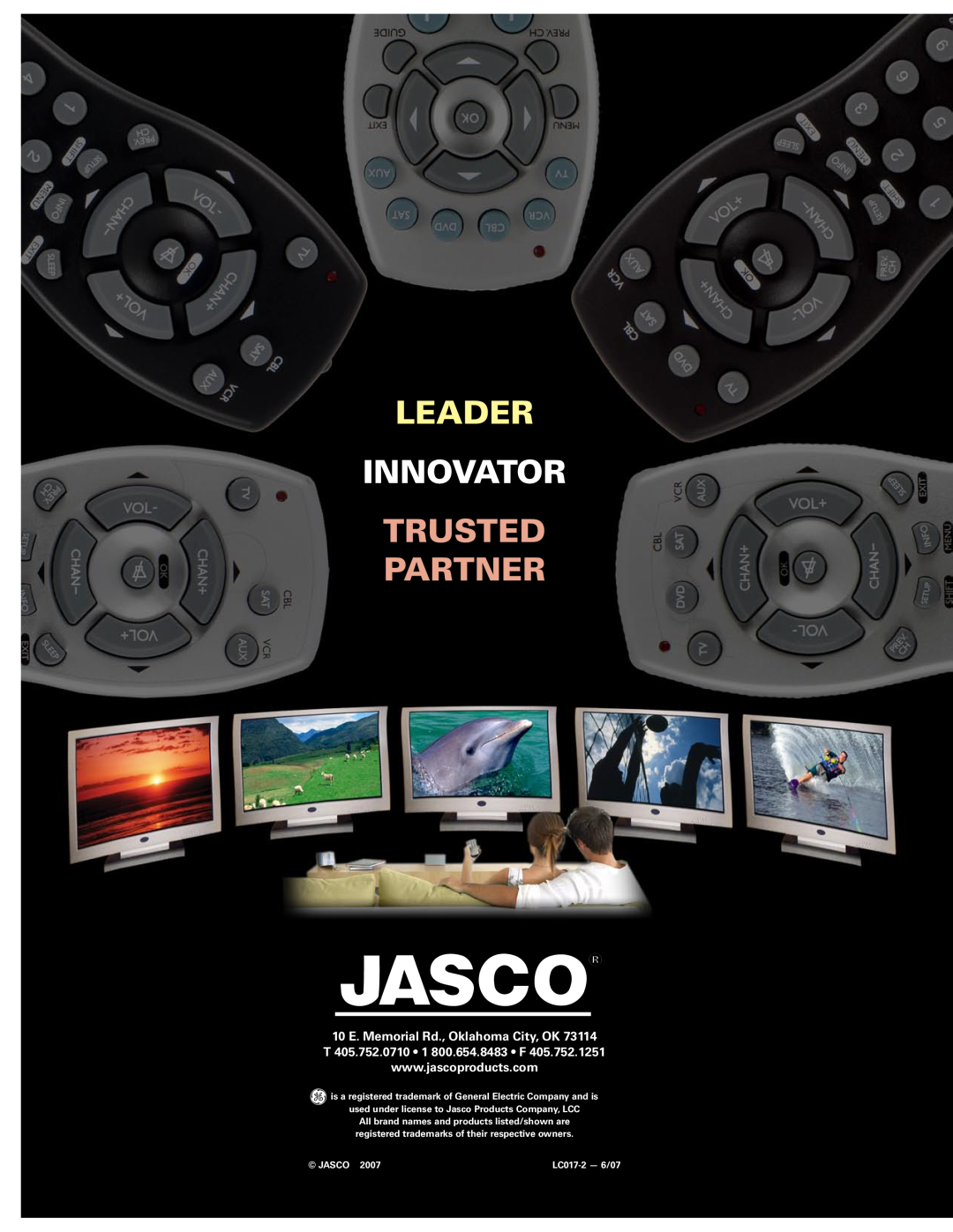 Jasco 24991, 25001 Leader, Innovator, Trusted Partner, is a registered trademark of General Electric Company and is, Jasco 