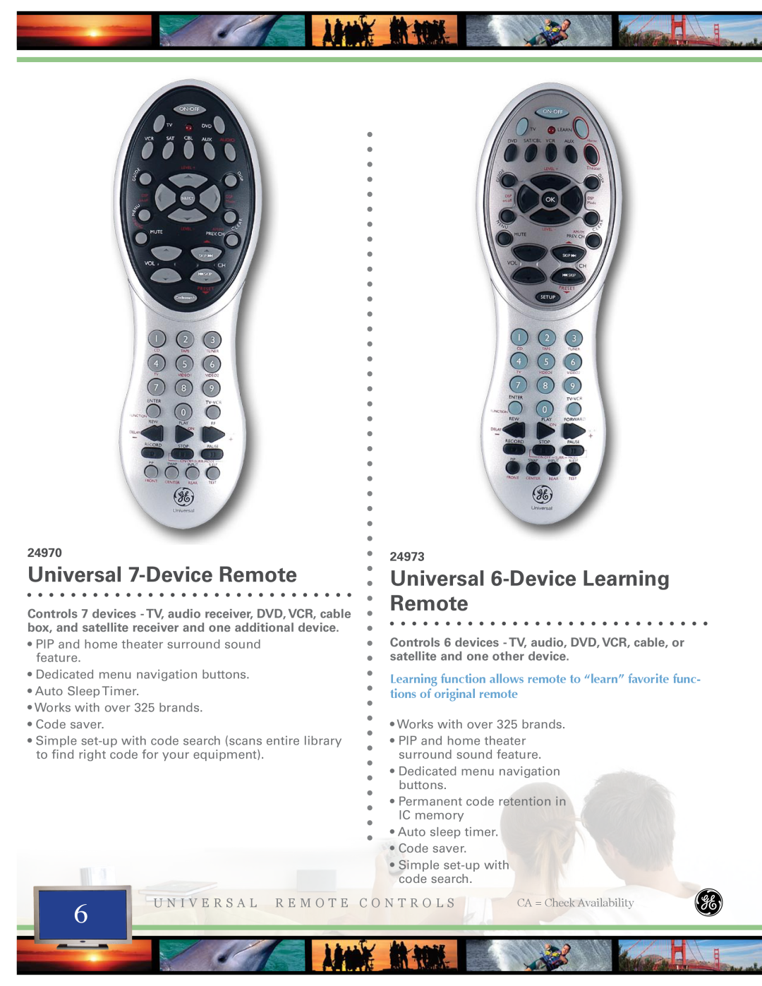 Jasco 24993 Universal 7-Device Remote, Universal 6-Device Learning Remote, 24970, U N I V E R S A L R E M O T E, 24973 
