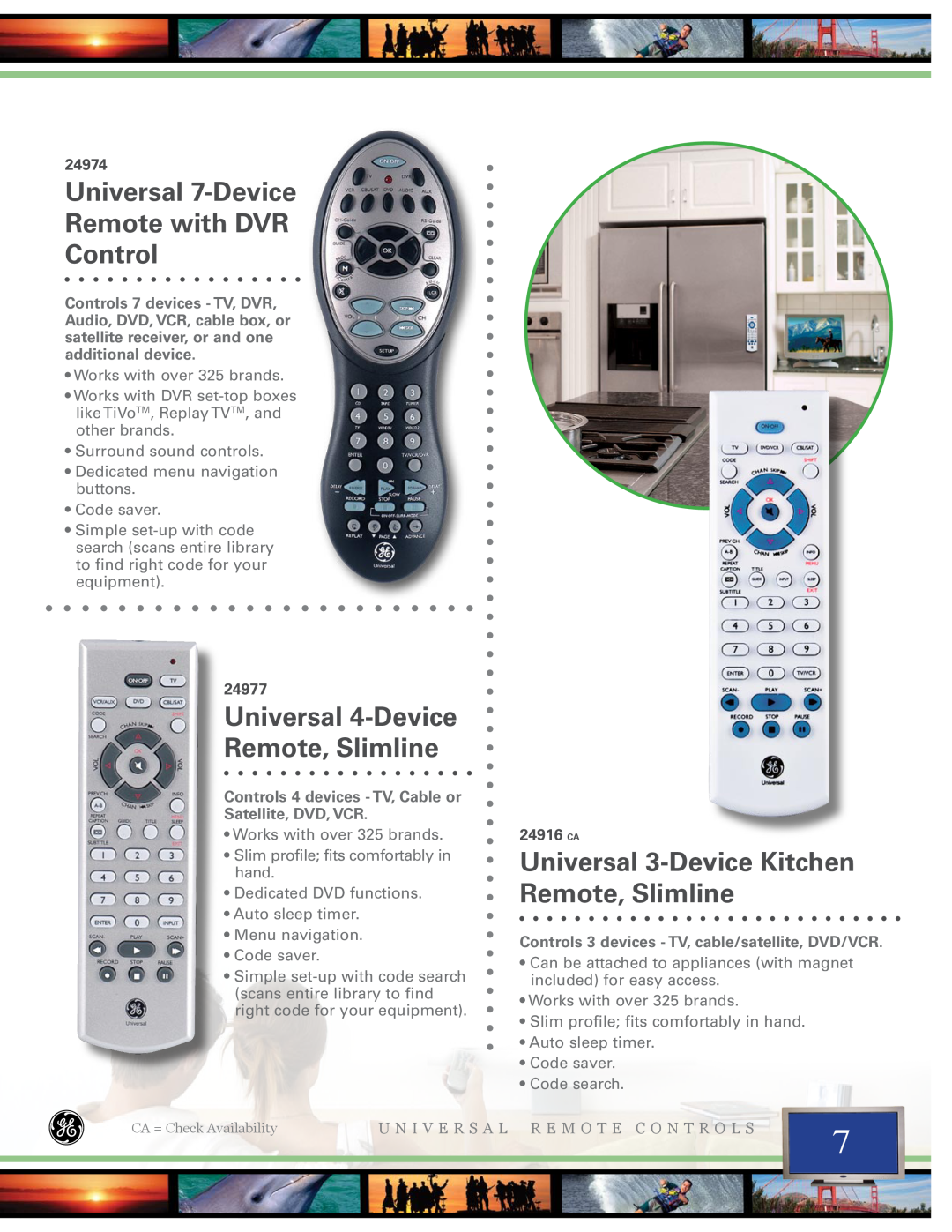 Jasco 24950, 25001 Universal 7-Device Remote with DVR Control, Universal 4-Device Remote, Slimline, 24974, 24977, 24916 CA 