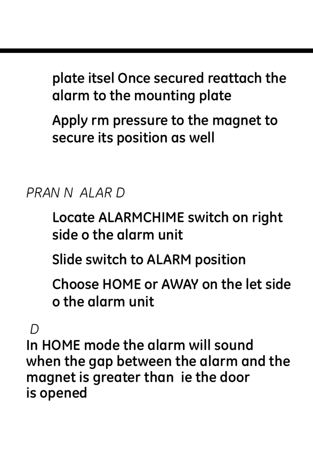 Jasco 45117 user manual Operating in the Alarm Mode, Home Mode 