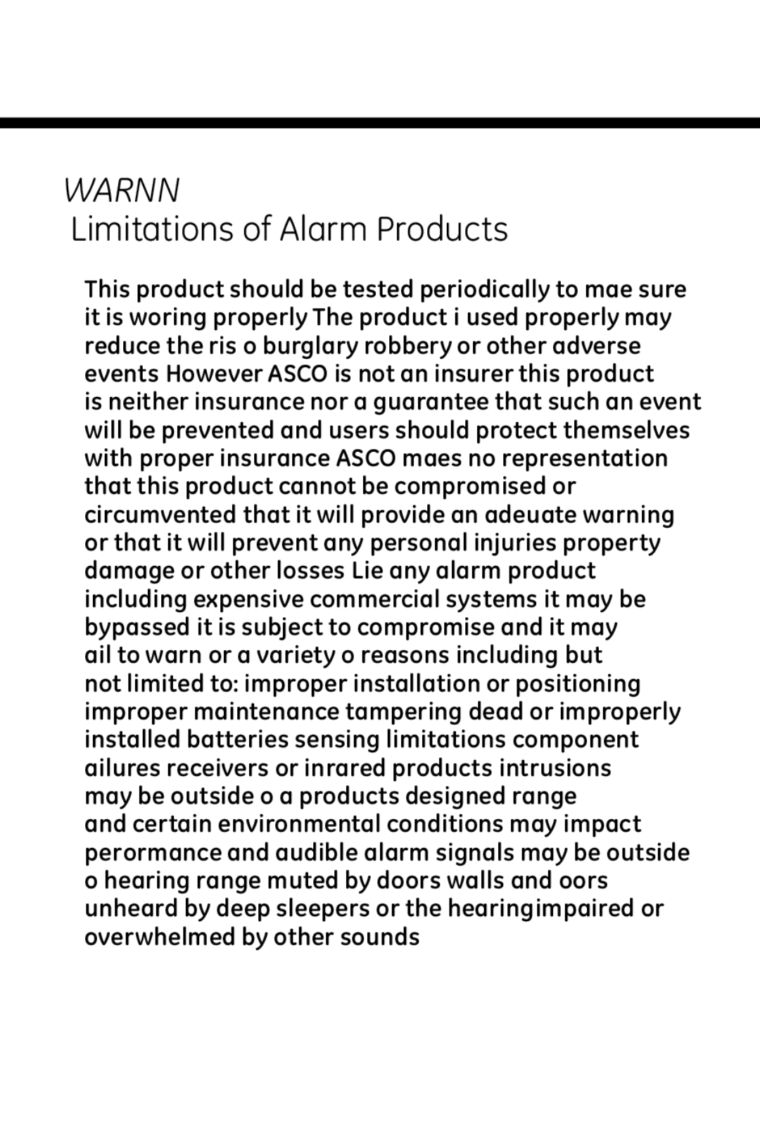 Jasco 45117 user manual Limitations of Alarm Products 