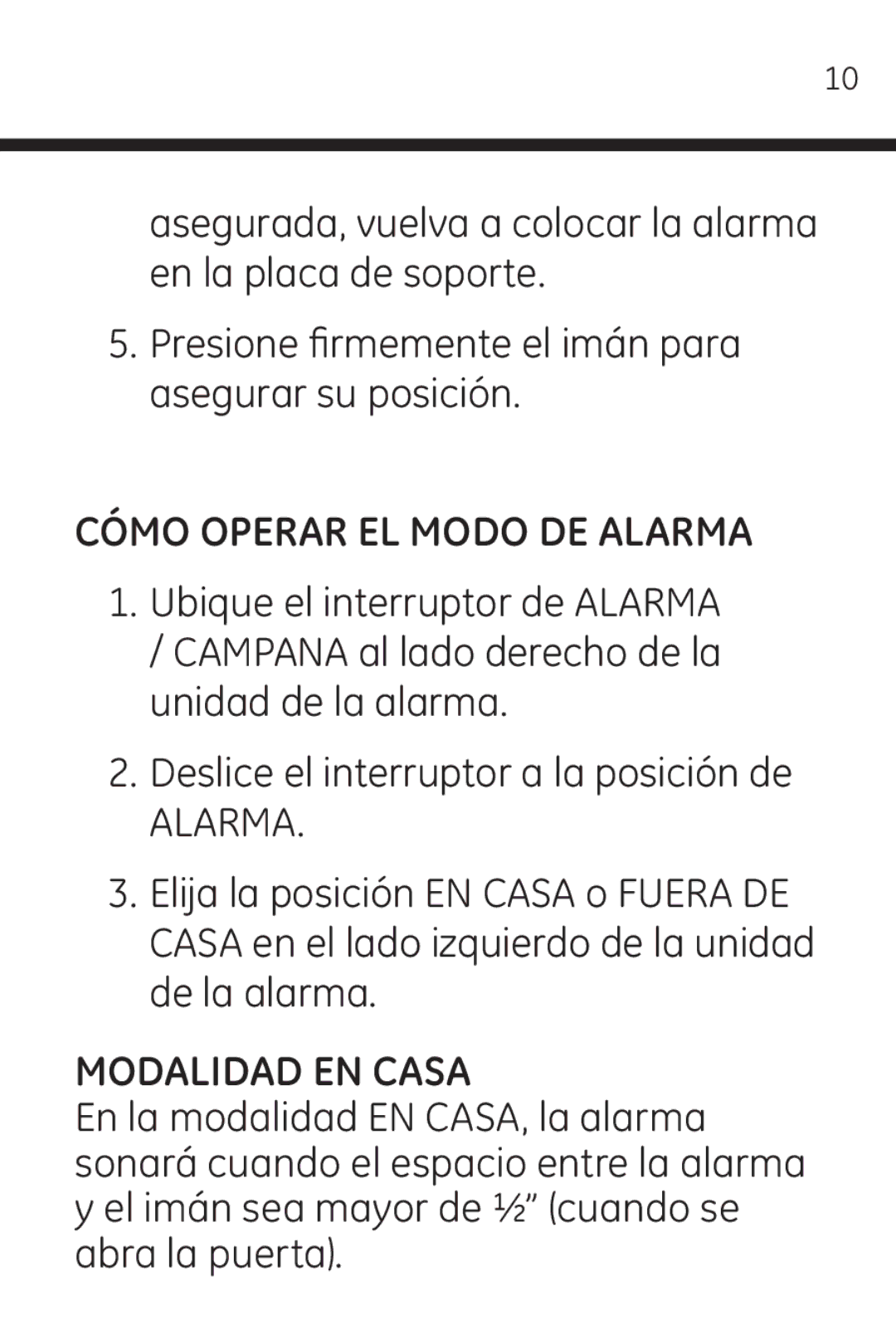 Jasco 45117 user manual Cómo Operar EL Modo DE Alarma, Modalidad EN Casa 