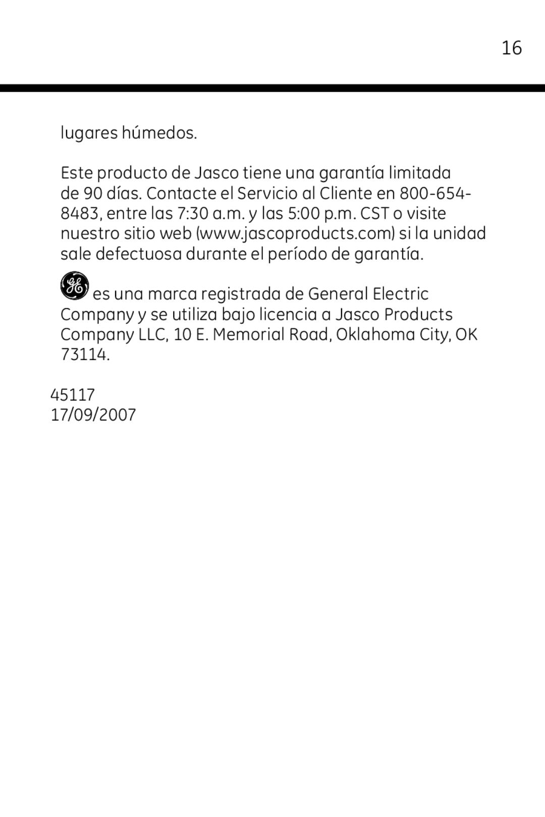 Jasco 45117 user manual 