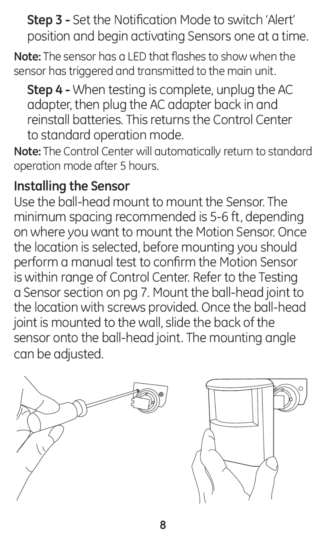 Jasco 45132 user manual Installing the Sensor 