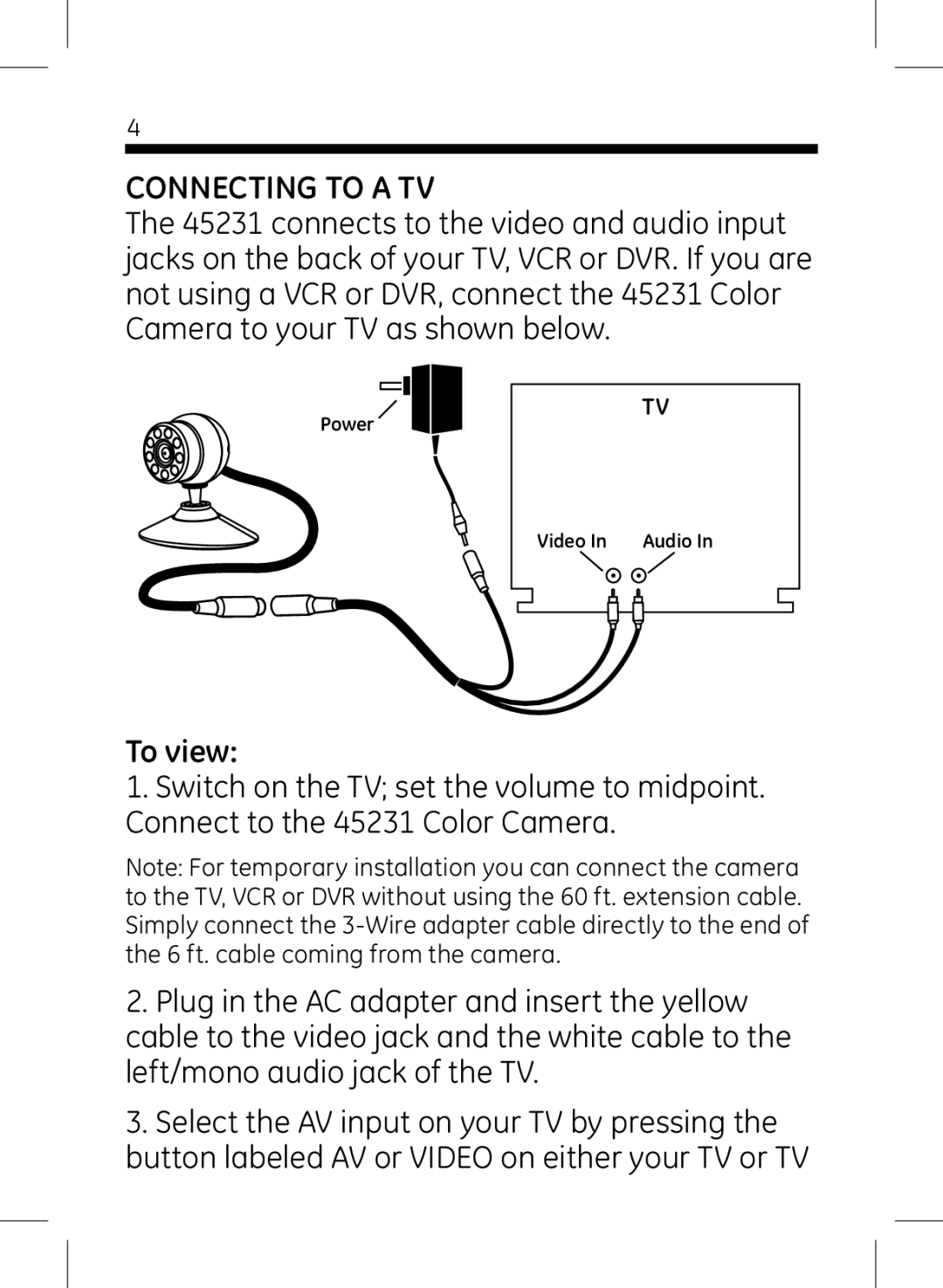 Jasco 45231 user manual Connecting to a TV, To view 