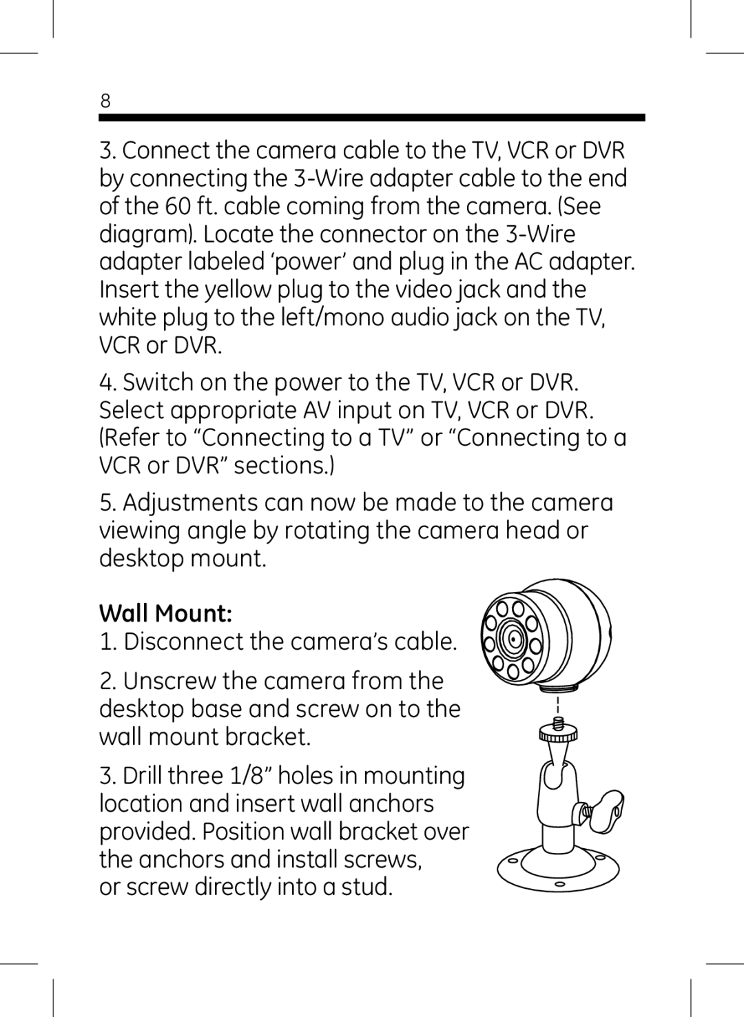 Jasco 45231 user manual Wall Mount 