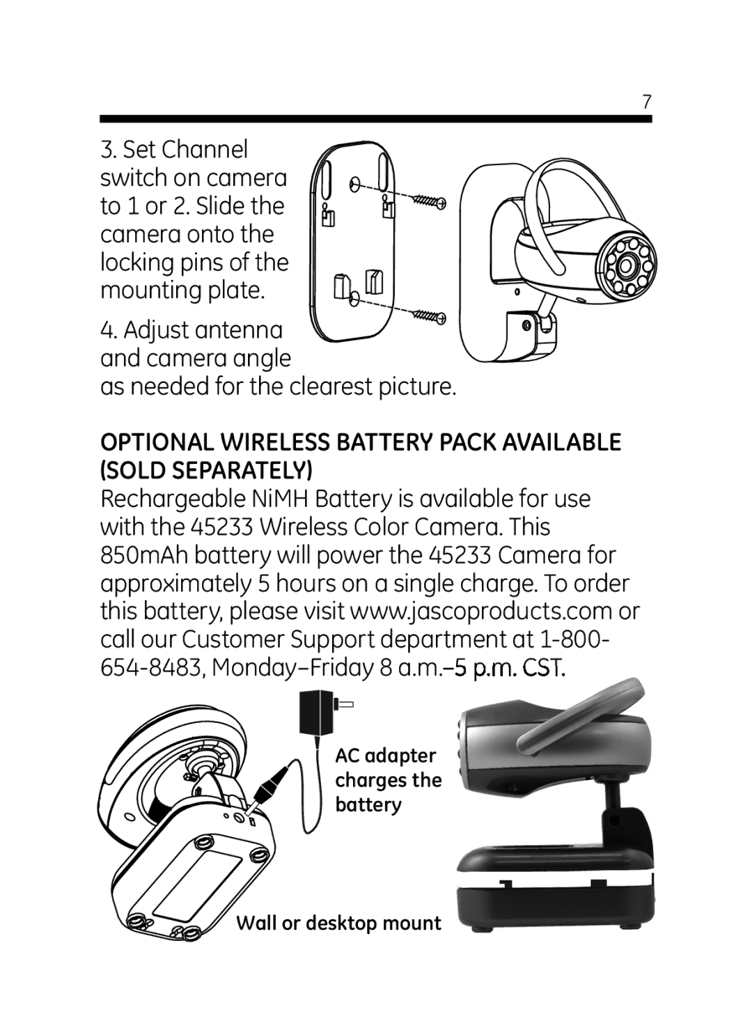 Jasco 45233 user manual Optional Wireless Battery Pack Available Sold Separately 