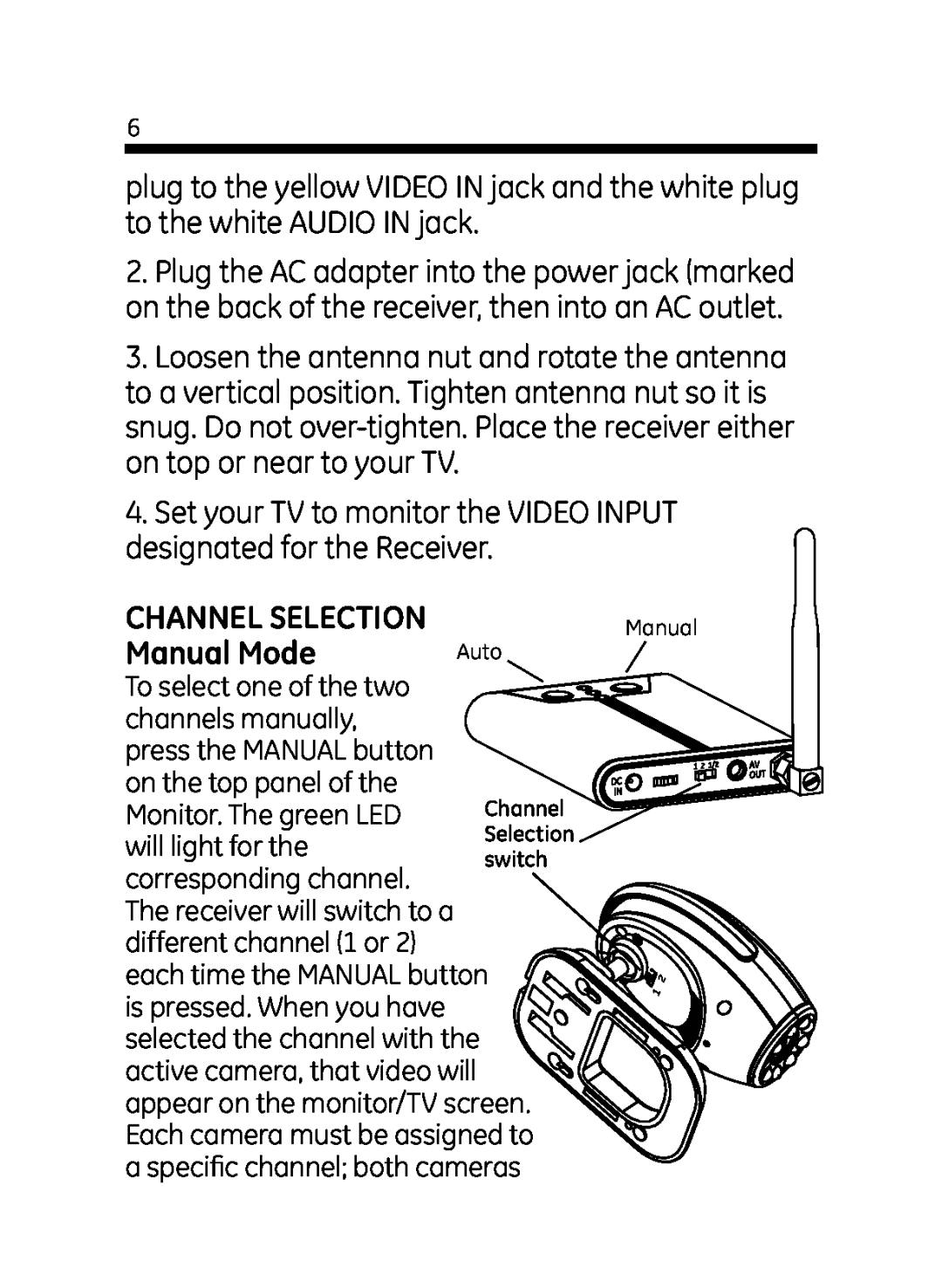 Jasco 45234 user manual Channel Selection, Manual Mode, Auto 