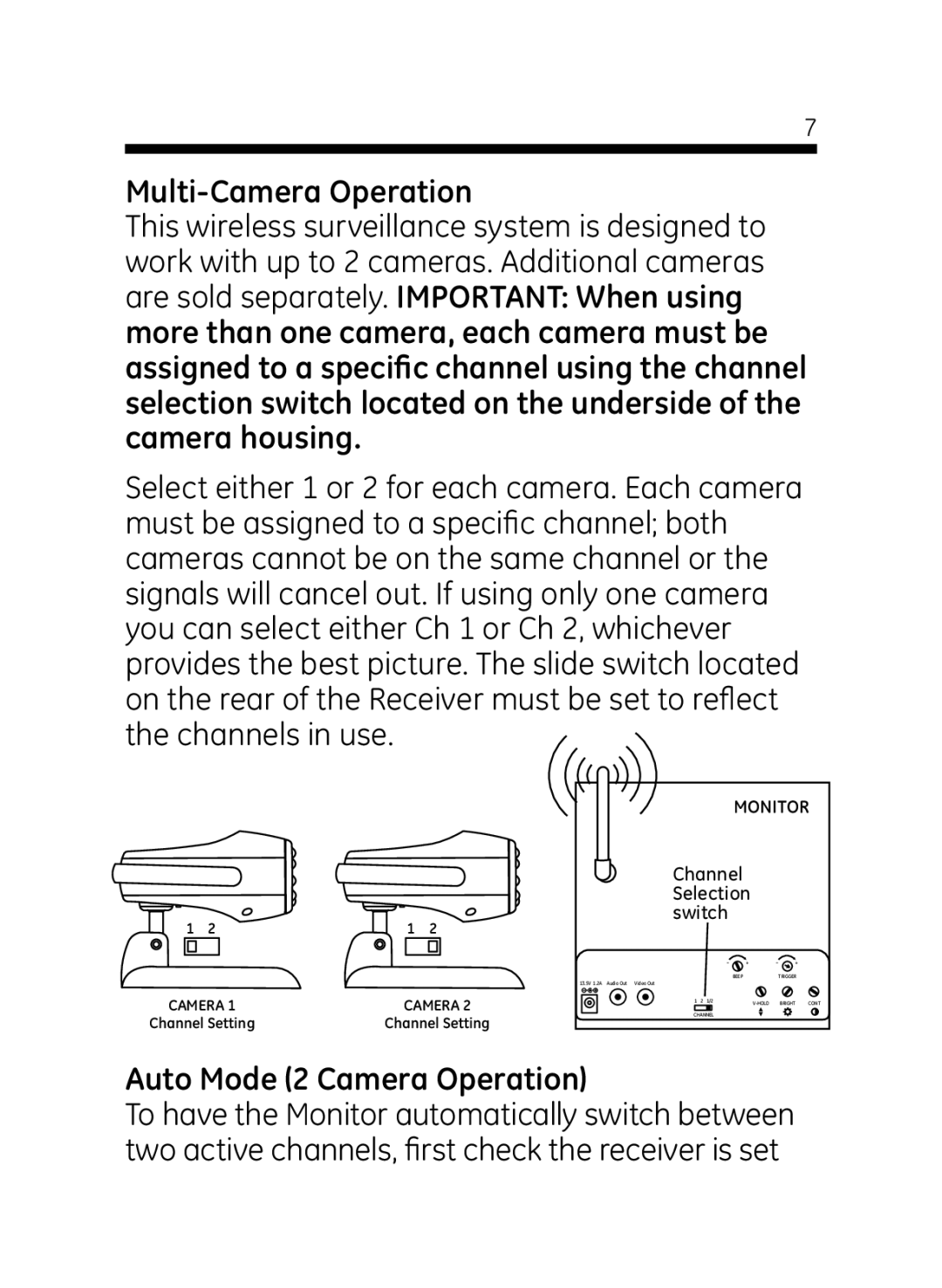 Jasco 45235 user manual Multi-Camera Operation, Auto Mode 2 Camera Operation 